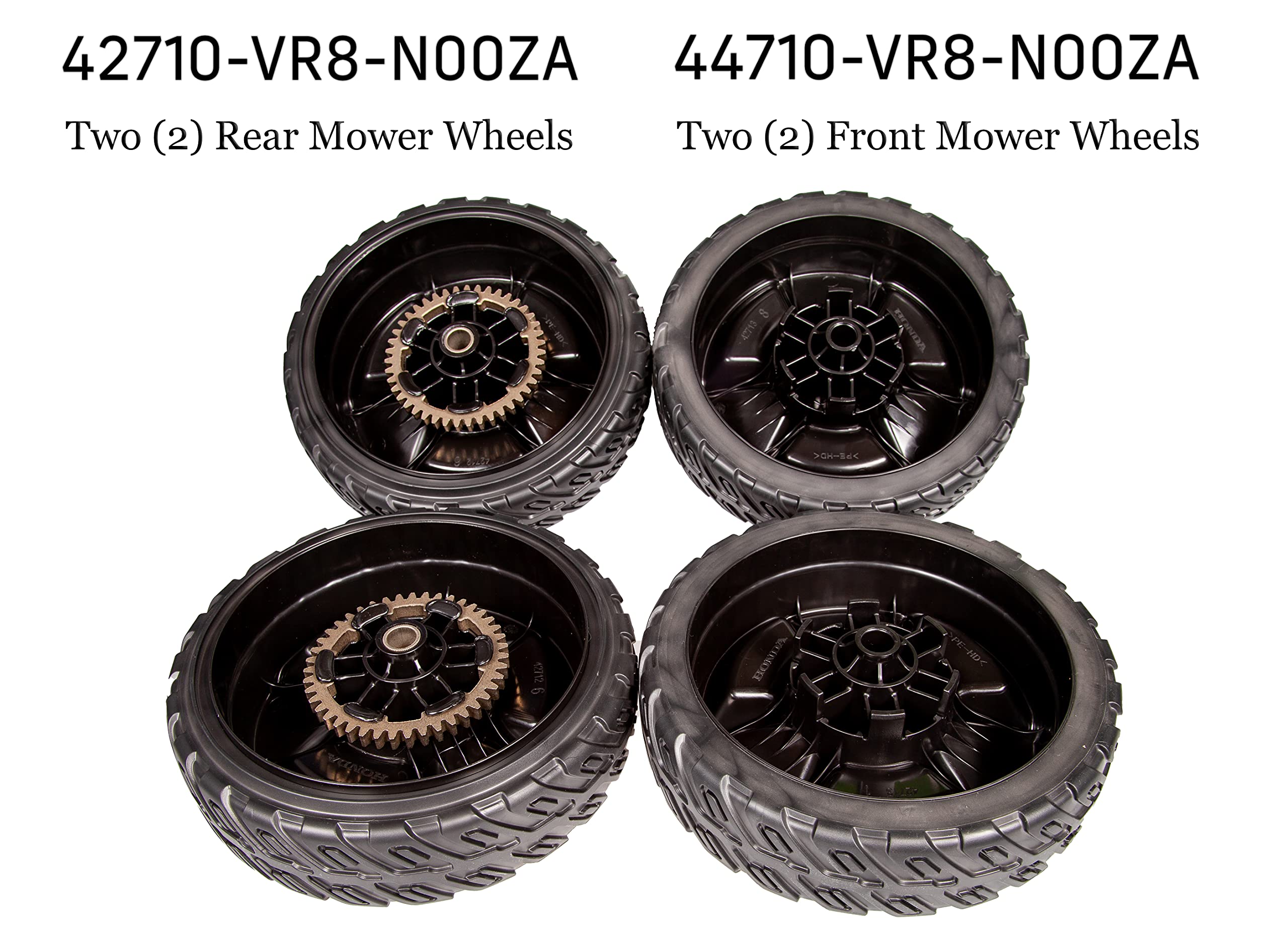 Honda HRN216 Lawn Mower Wheel Replacement Kit - 2x 42710-VR8-N00ZA & 2x 44710-VR8-N00ZA Wheels - Perfect for Lawn Maintenance and Yard Care