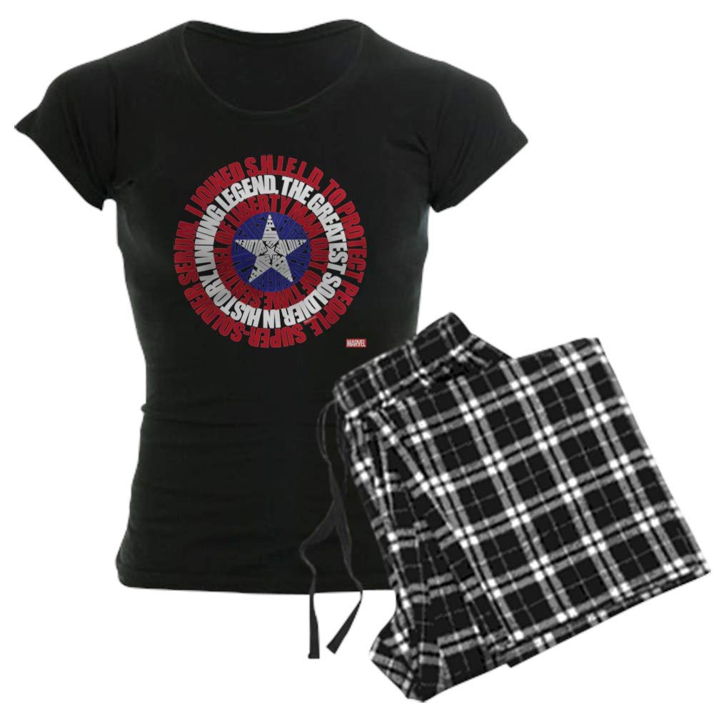 Captain America Word Shield Women's Pajamas - Soft & Comfortable Marvel Superhero Sleepwear for Fans - Perfect for Movie Nights, Cosplay & Gift Giving