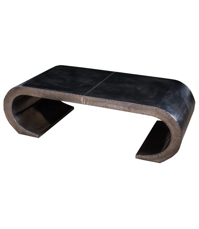 NauticalMart Baltimore Aviator Coffee Table - Industrial Style Wood & Metal Living Room Furniture for Home Office Decor | Perfect for Modern Loft, Apartment & Workspace