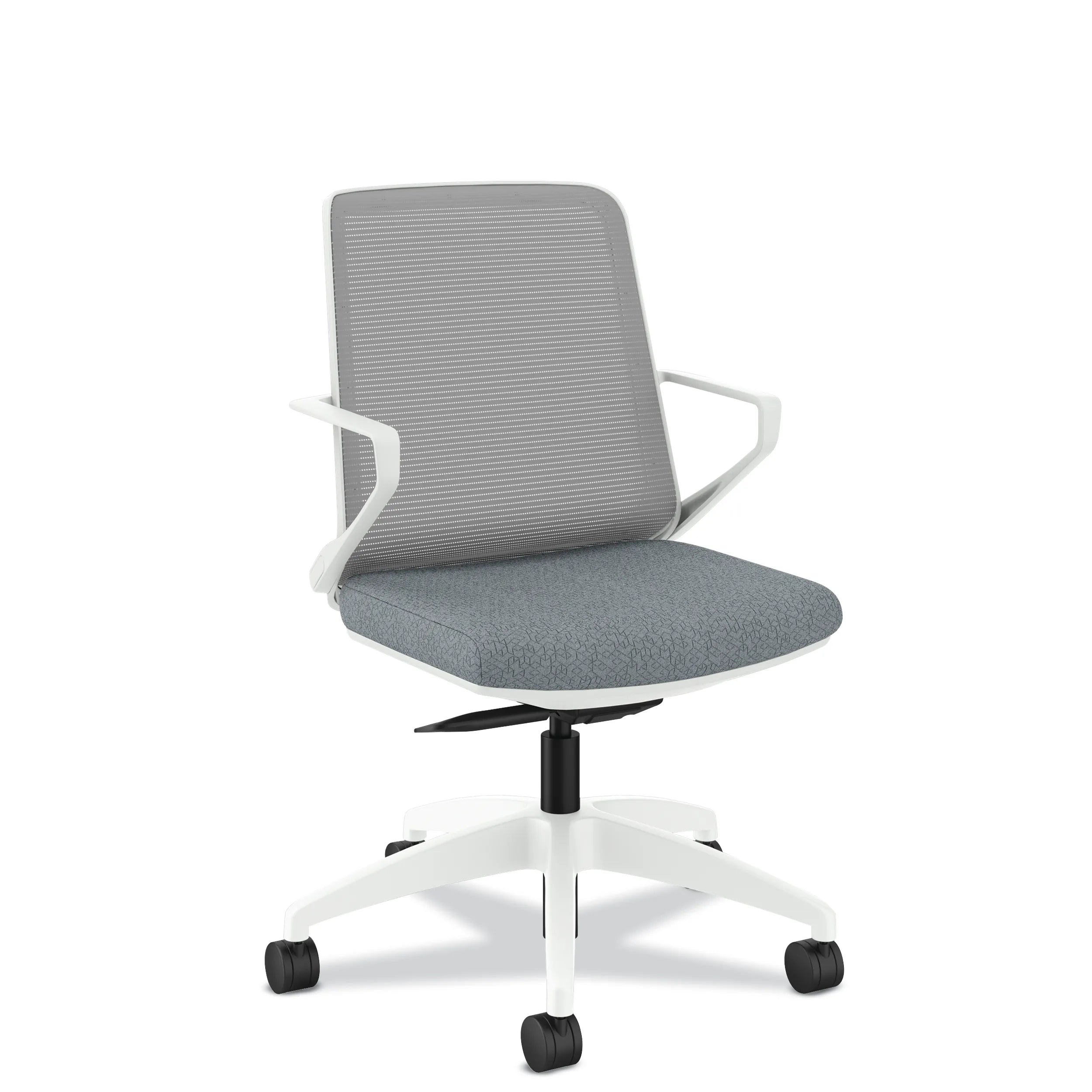 Ergonomic Cliq Office Chair with Synchro Tilt - Basalt Fabric & White Designer Frame - Perfect for Home Office, Gaming & Workspaces
