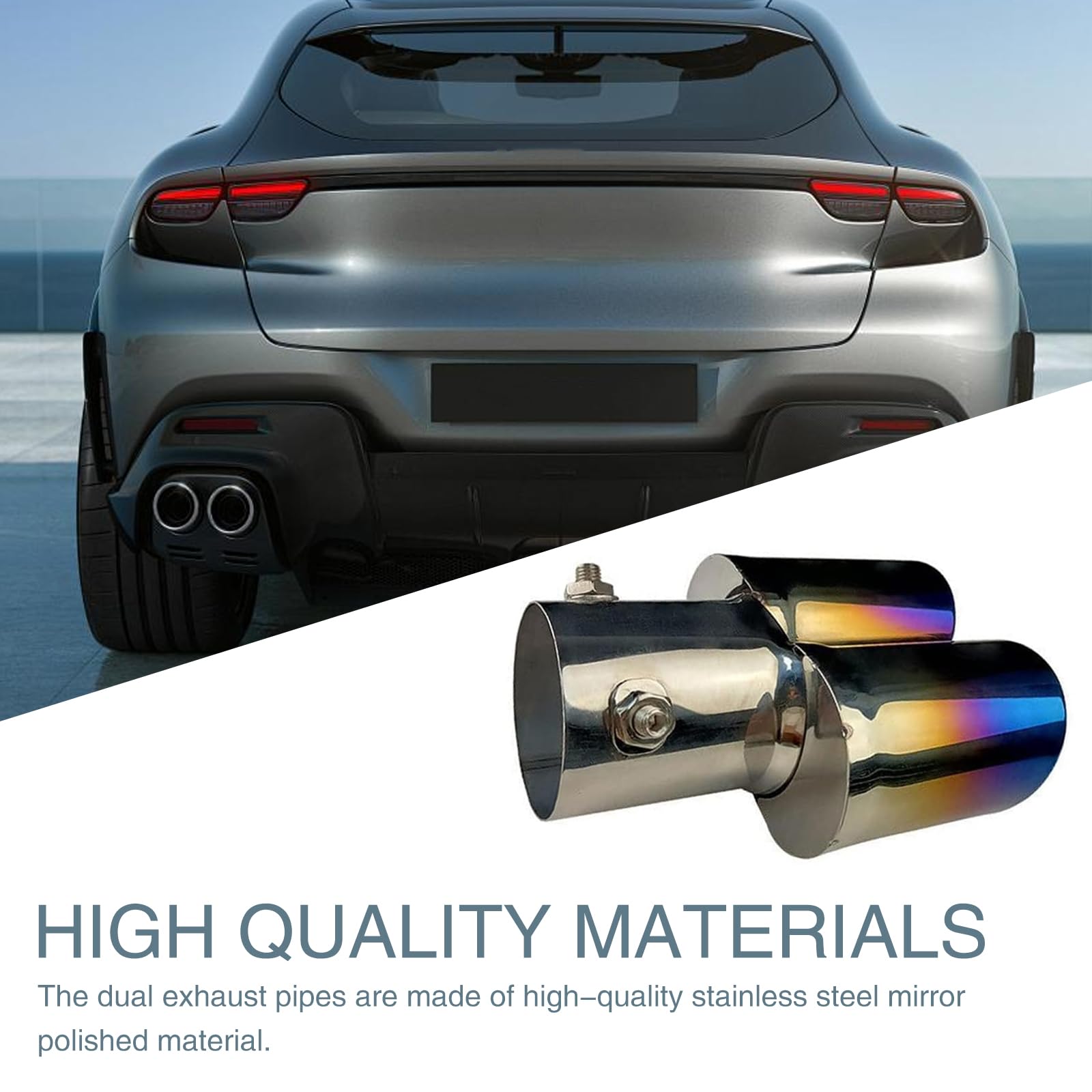 Stainless Steel Car Muffler Tailpipe - Straight Flat Exhaust Pipe for Most Cars (Roasted Blue) - Upgrade Your Ride