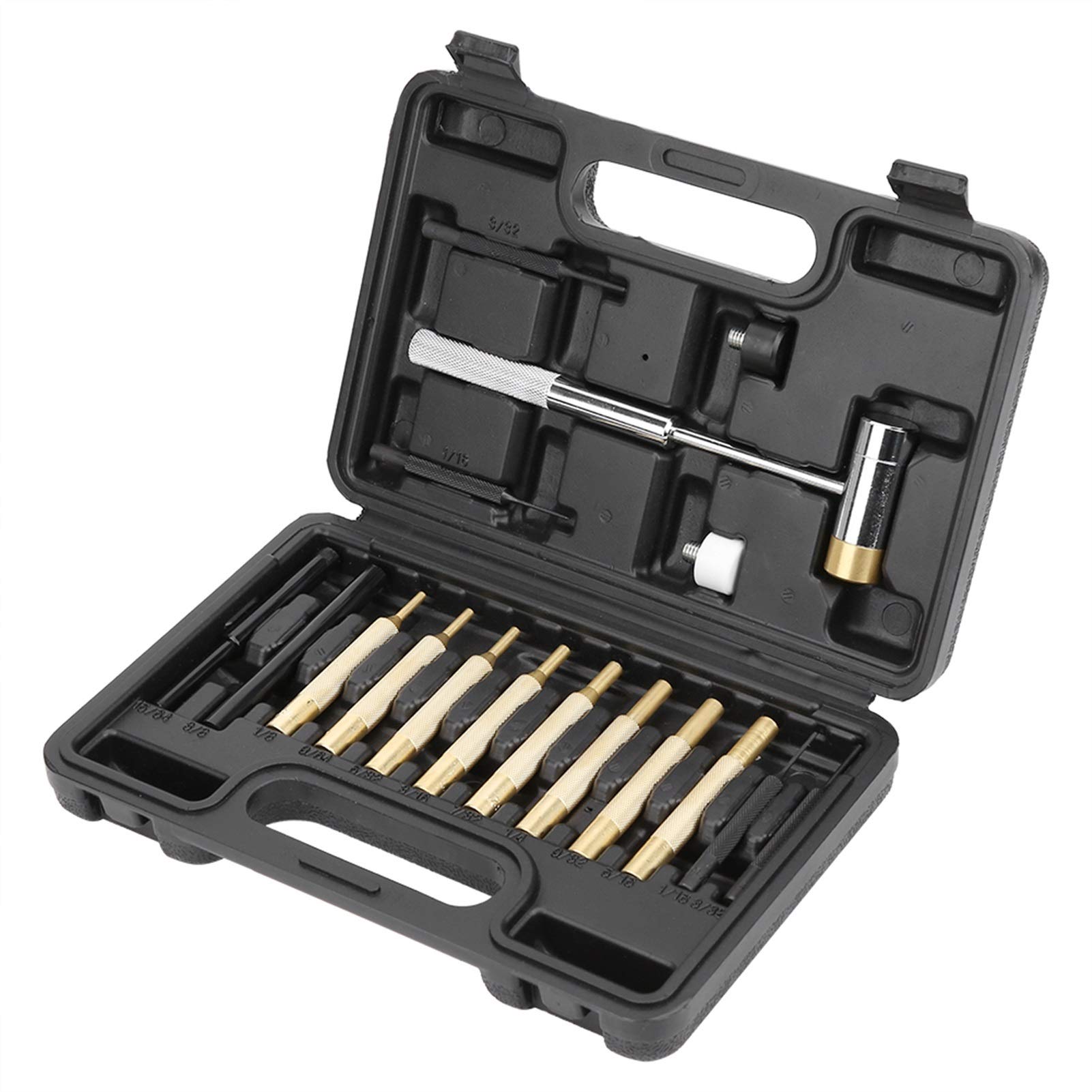 Kengbi 17-Piece Heavy Duty Punch and Chisel Set - Roll Pin Punch, Double-Faced Hammer, Brass & Stainless Steel Tools for Automotive Repair, Metalworking & DIY Maintenance