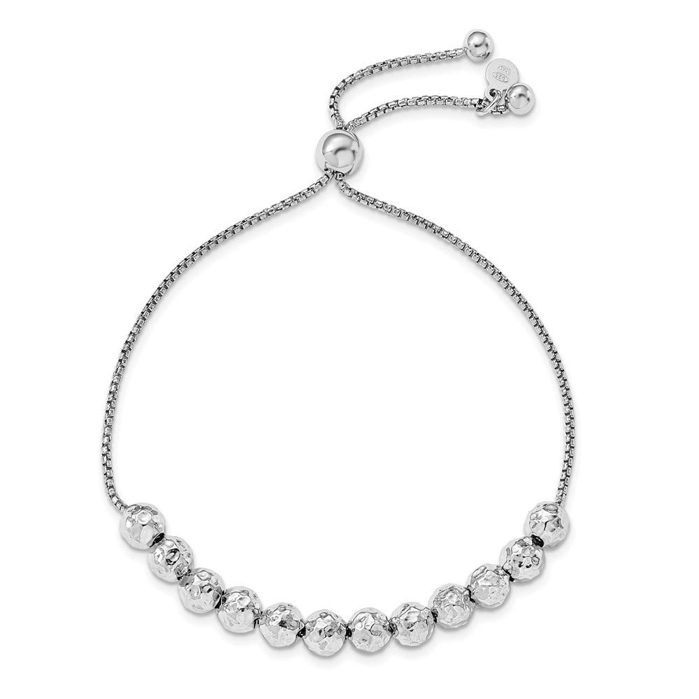 925 Sterling Silver Hammered Beaded Adjustable Bracelet with Secure Lobster Clasp - Elegant Boho Jewelry for Women, Perfect for Daily Wear, Parties & Gifts