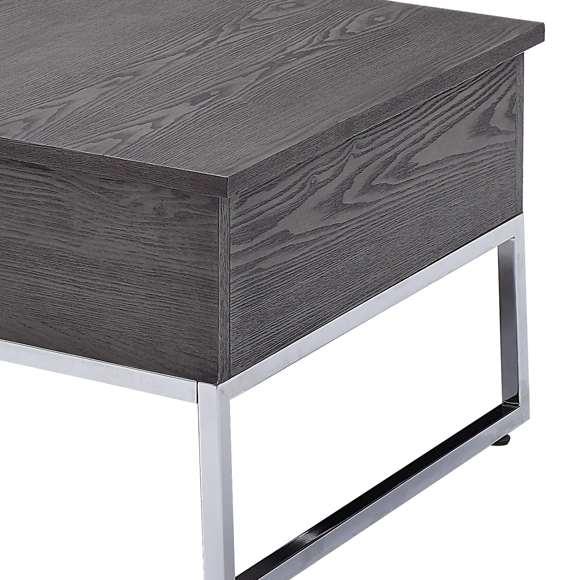 Benjara Modern Lift-Top Coffee Table with Storage - Gray & Chrome Finish - Perfect for Living Room, Home Office, or Small Spaces