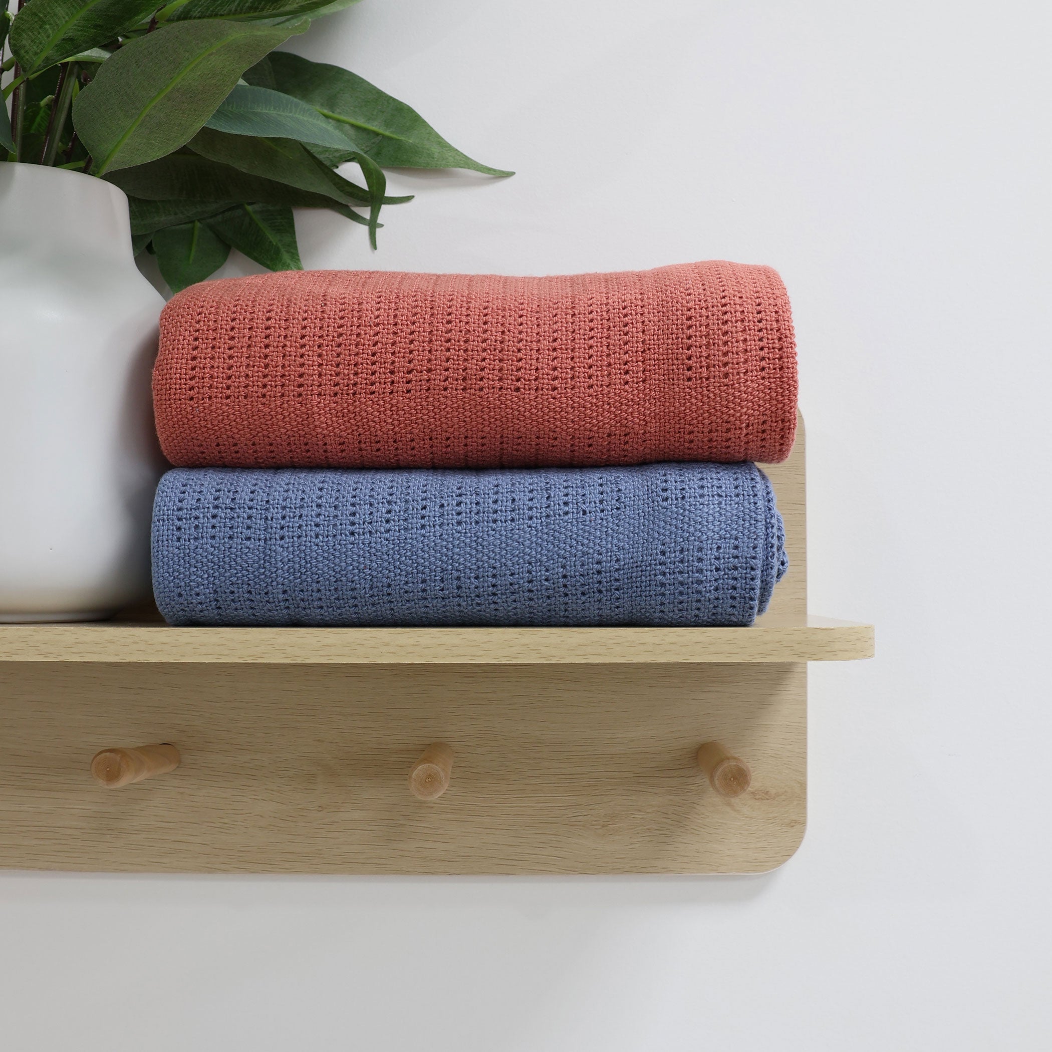 Premium Nordic 2-Pack Cellular Blanket - Breathable Baby Blanket in Denim Blue & Warm Clay - Perfect for Nursery, Swaddling, and Stroller Use