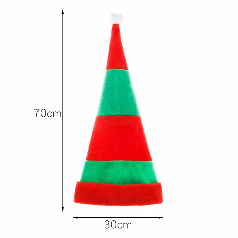 Festive Striped Elf & Santa Hats for Adults - 27 Inch Long Christmas Party Costume Accessories - Perfect for Holiday Gatherings, Office Parties & Ugly Sweater Contests
