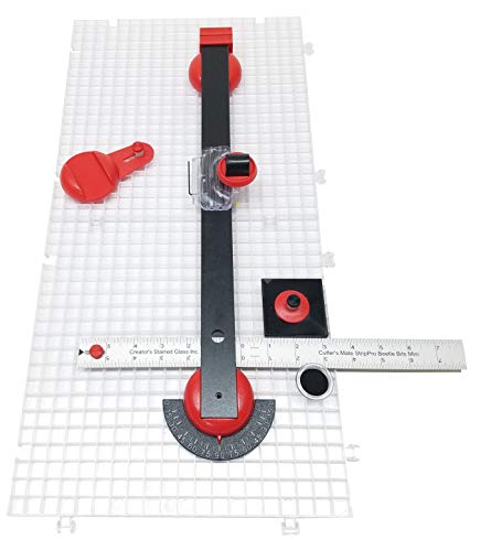 Portable Mini Glass Cutting System for Geometric Shapes - Includes 2 Waffle Grids & Push Button Flying Beetle Cutter - DIY Craft Glassworking Tool - Made in USA | Perfect for Stained Glass Art, Mosaic Projects & Home Decor