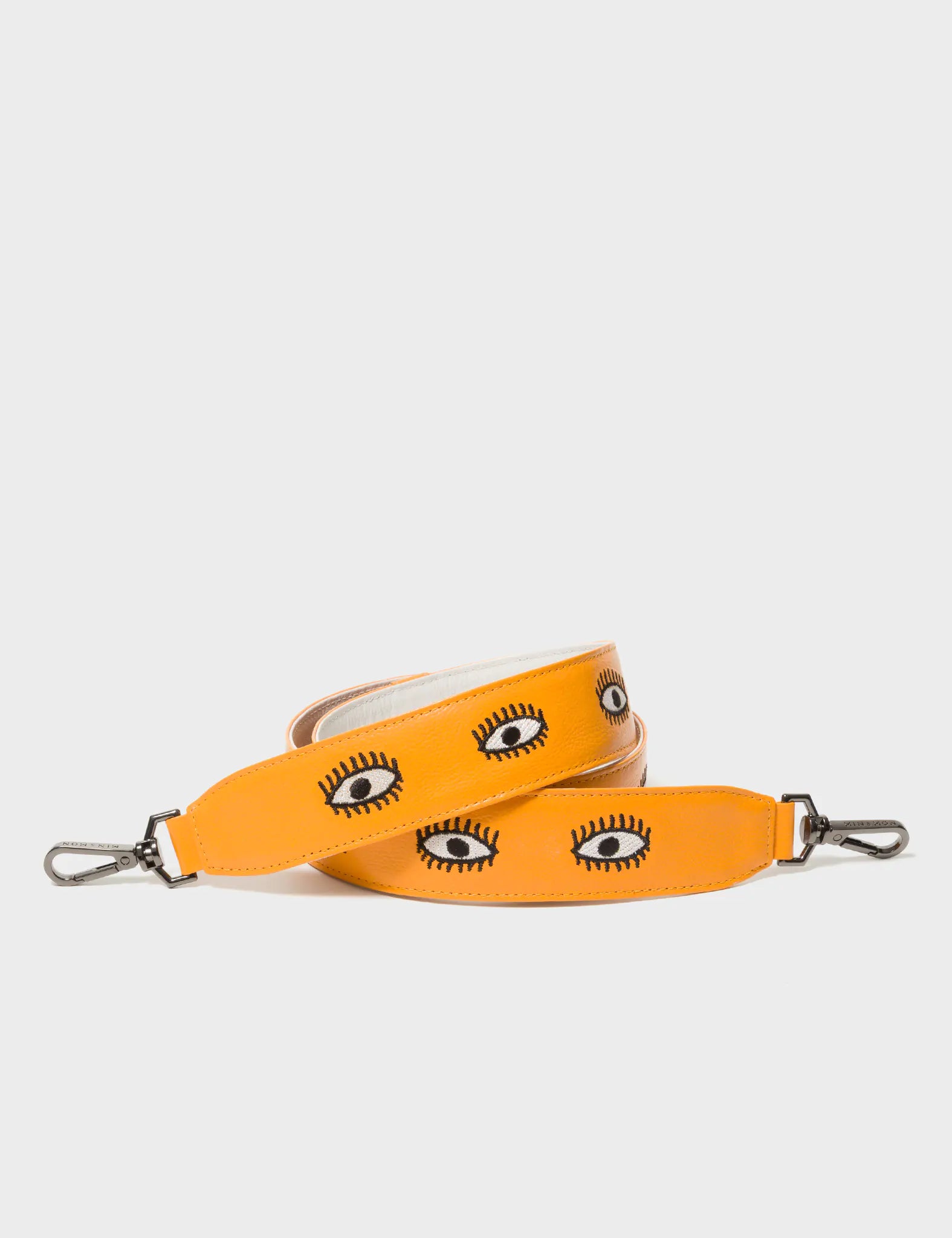 Detachable Marigold Leather Shoulder Strap with All Over Eyes Embroidery - Perfect for Handbags, Totes & Crossbody Bags | Boho Chic Accessory for Women