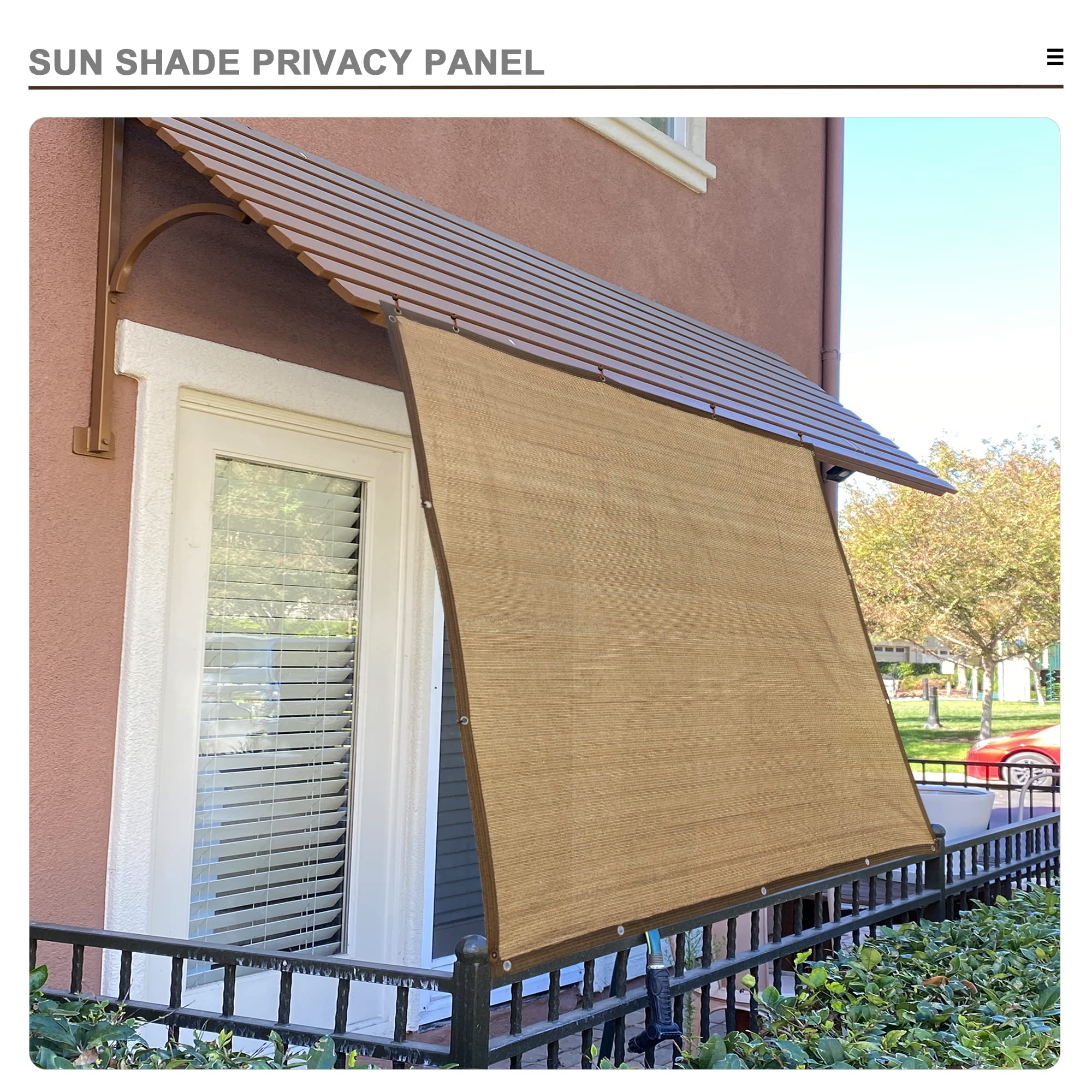 Alion Home 10' x 6' Walnut Sun Shade Privacy Screen with Grommets - UV Protection Outdoor Patio Cover, Pergola Shade, Window Awning for Backyard, Deck & Garden Privacy