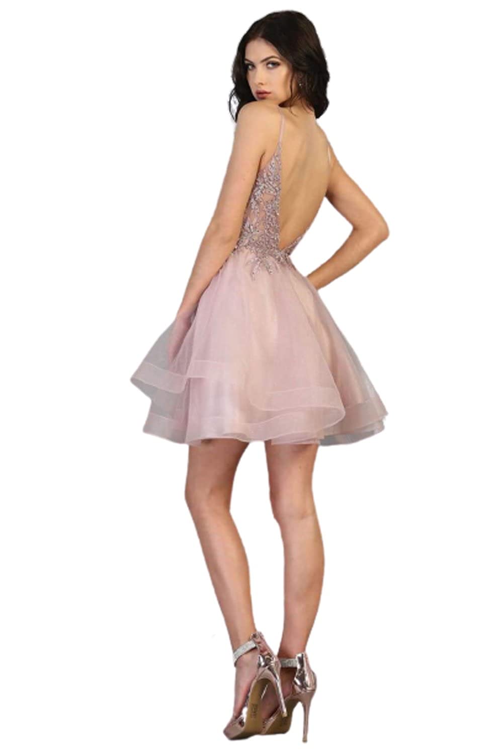 Elegant Embellished Graduation Dress in Champagne - Perfect for Graduation Ceremonies, Prom Nights & Special Occasions