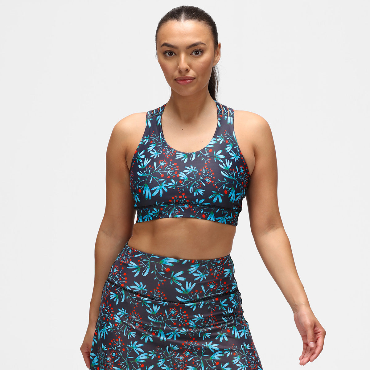 Winter Berries Cross Back Sports Bra - Women's Workout Yoga Running Gym Activewear - Comfortable & Supportive for Fitness & Daily Wear