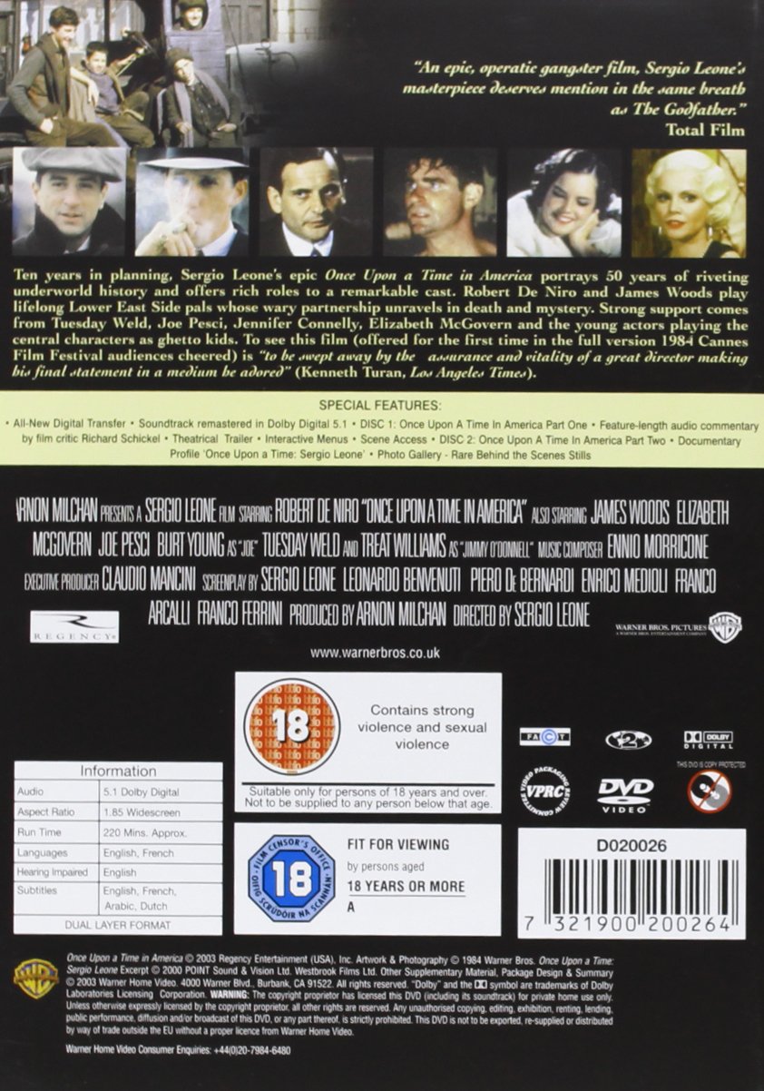Once Upon A Time In America DVD (1984) - Classic Crime Drama Film by Sergio Leone | Perfect for Movie Nights & Gangster Film Collections