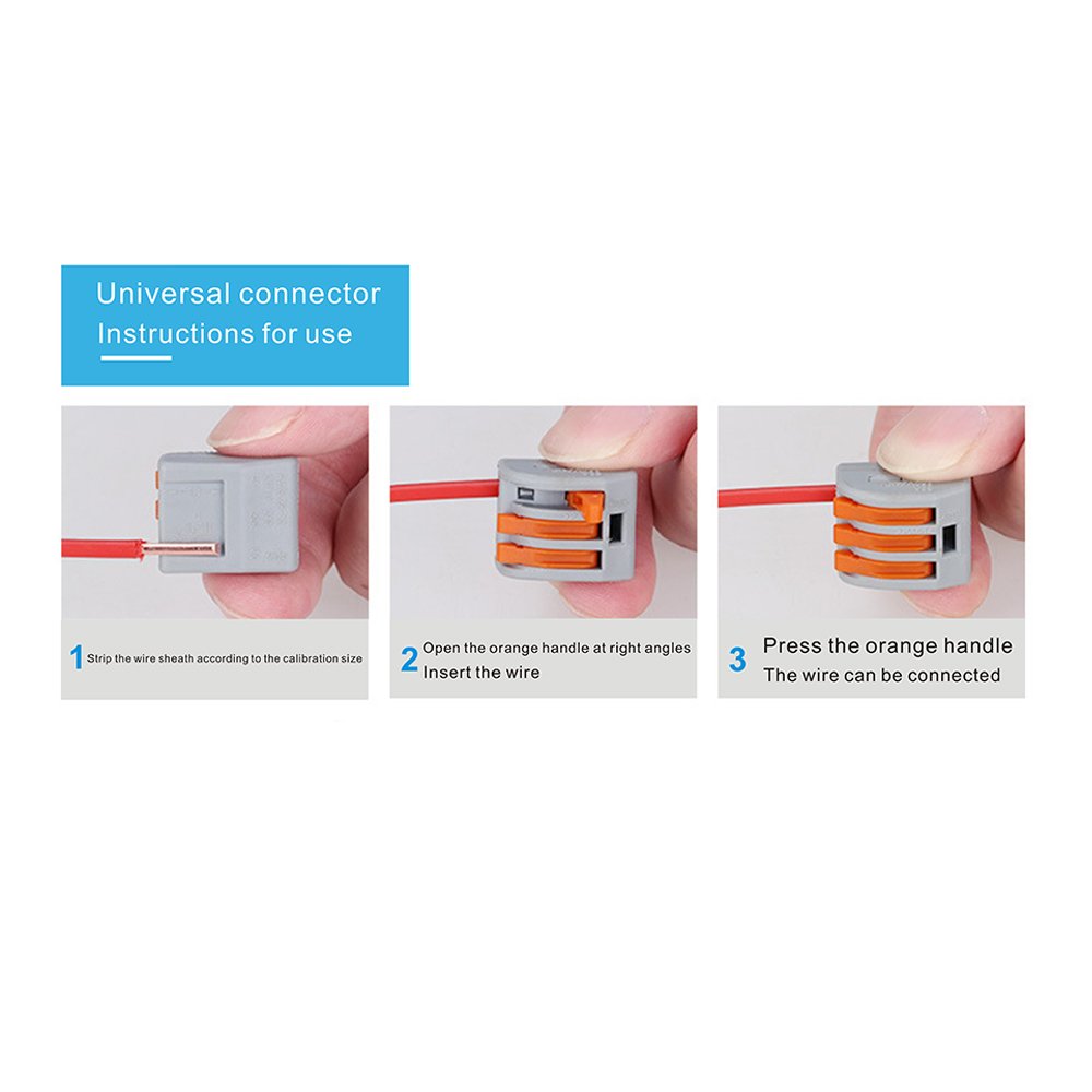 Compact Lever Wire Connectors - Fast Connection Splicing Terminals for 28-12 AWG Wires (60 Pack) | Quick Electrical Connectors for Home Wiring, DIY Projects & Automotive Repairs