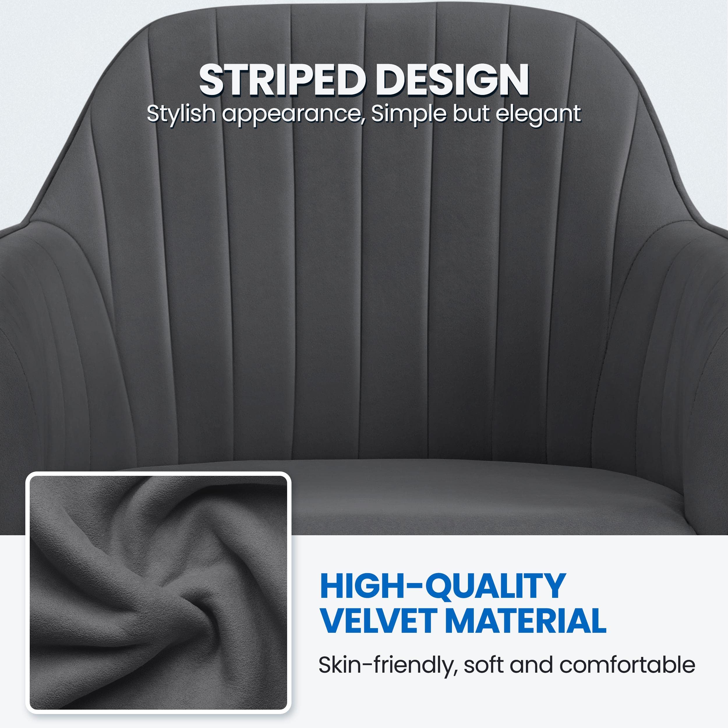 Topeakmart Adjustable Home Office Chair - Modern Mid Back Upholstered Desk Chair with Tufted Velvet Fabric, Swivel & Height Adjustable Task Chair for Computer Desk (Gray) - Perfect for Home Office, Gaming & Workspace Comfort