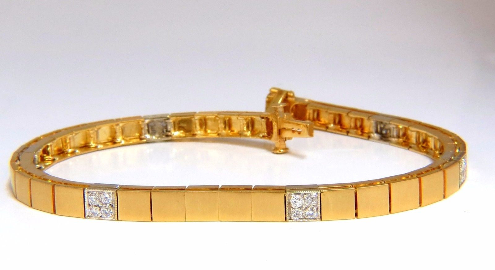 14K Gold Satin Brush Finish Diamond Box Bead Bracelet - 0.40ct Diamond Accents for Women, Perfect for Weddings, Anniversaries & Special Occasions