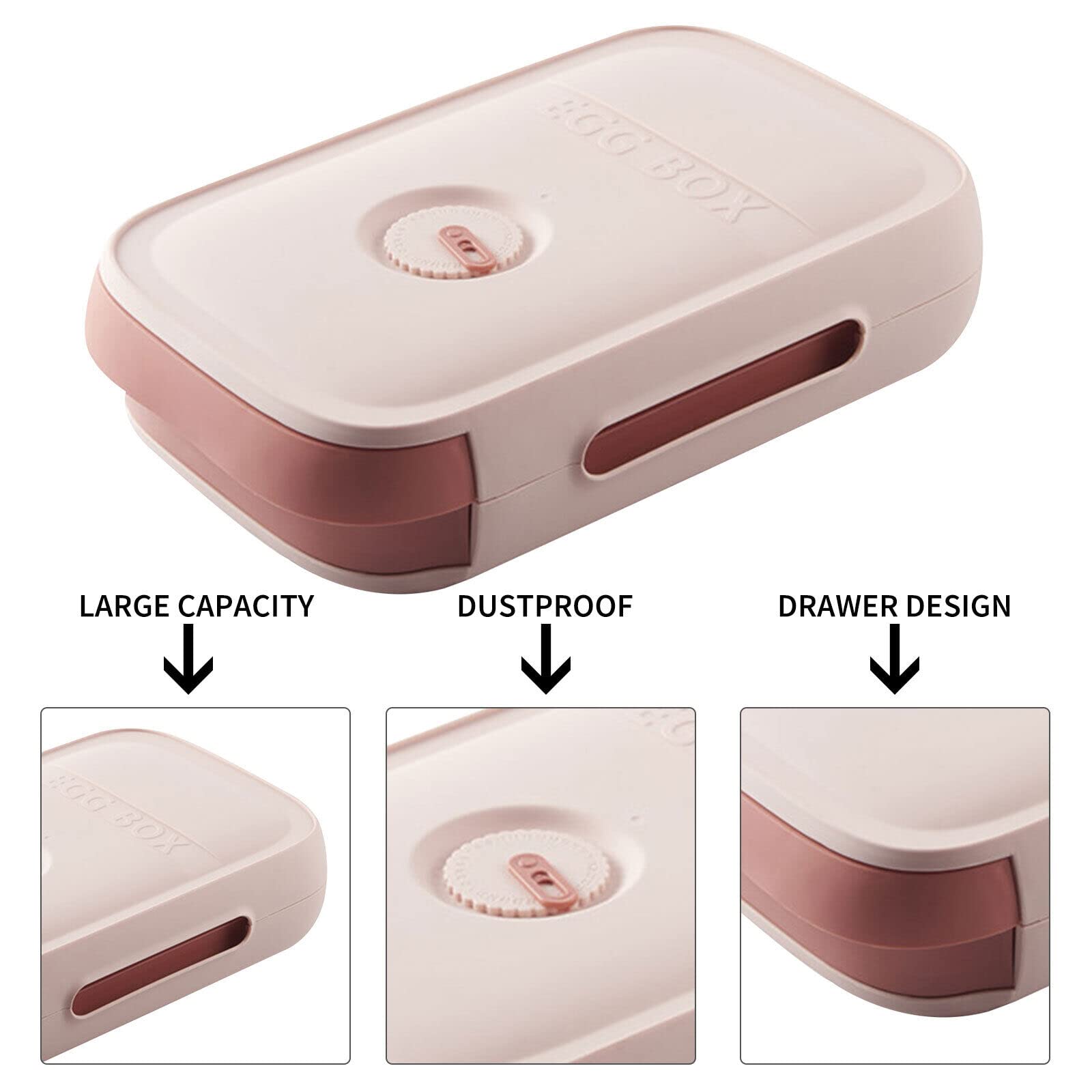 Onprix 12-Capacity Refrigerator Egg Storage Container with Breathable Holes - Stackable Drawer-Style Egg Holder for Kitchen Organization (Pink) - Perfect for Fresh Egg Storage & Refrigerator Space Saving