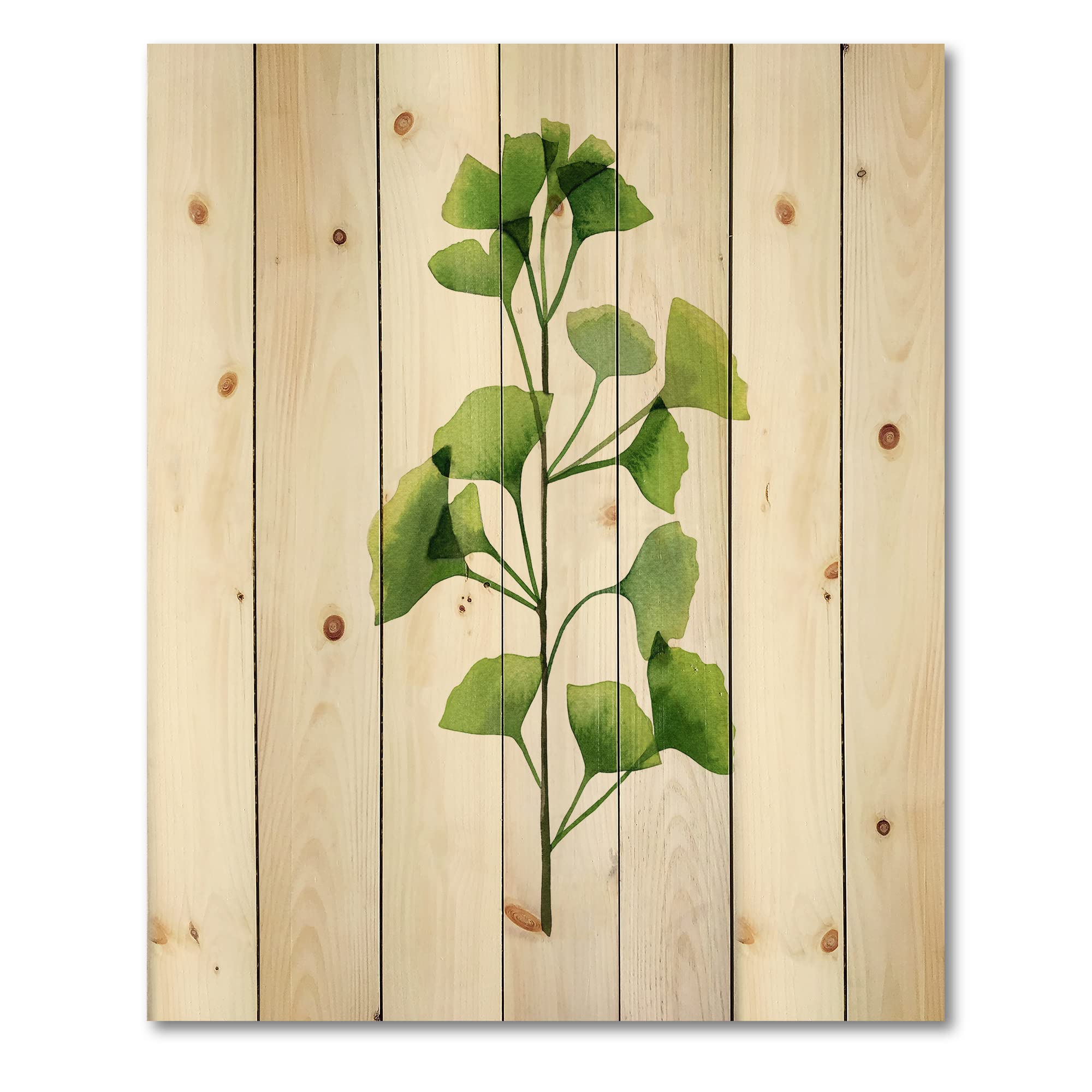 Farmhouse Wood Wall Decor - Green Field Plant Foliage Printed on Natural Pine Wood, Large Floral Wall Art Panels for Living Room, Bedroom & Home Decor