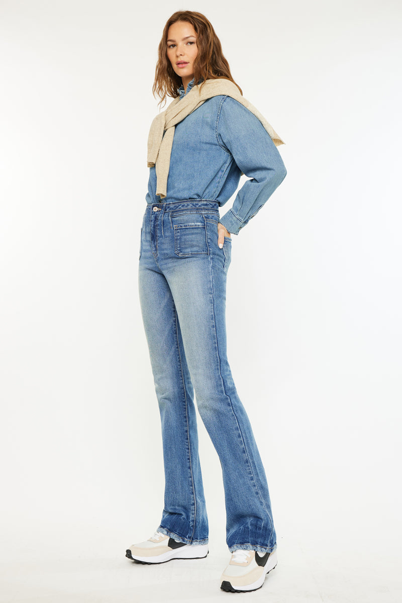 Denicee High Rise Bootcut Jeans for Women - Stretchy Comfort Fit Flare Leg Pants (Casual Wear, Office, Night Out)