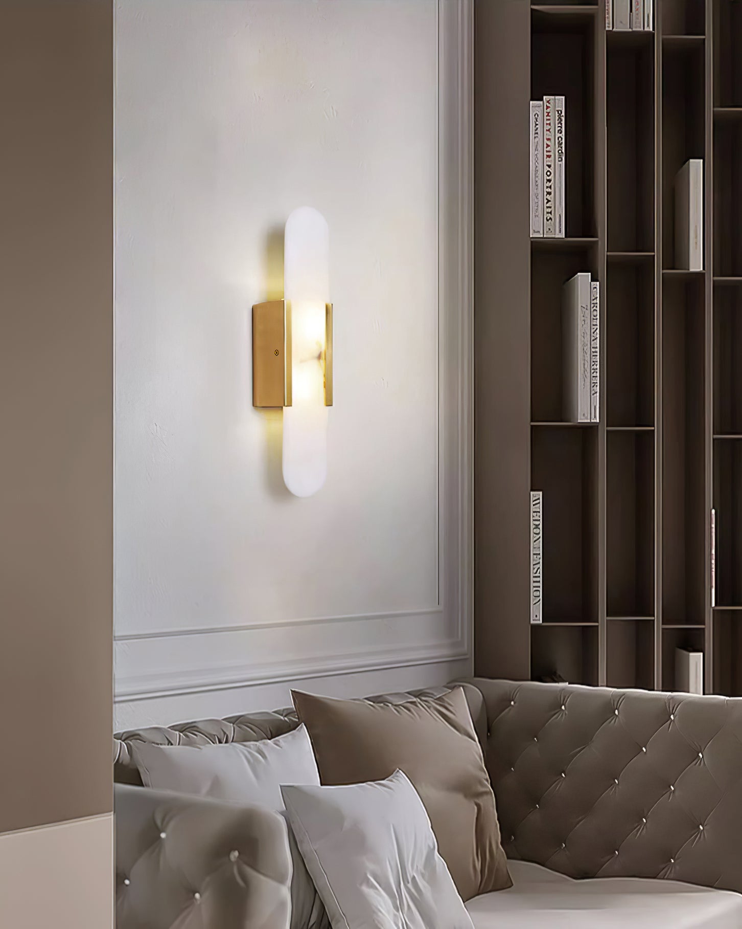 Melange Elongated Alabaster Wall Lamp - Modern Minimalist Sconce Lighting for Bedroom, Living Room & Hallway