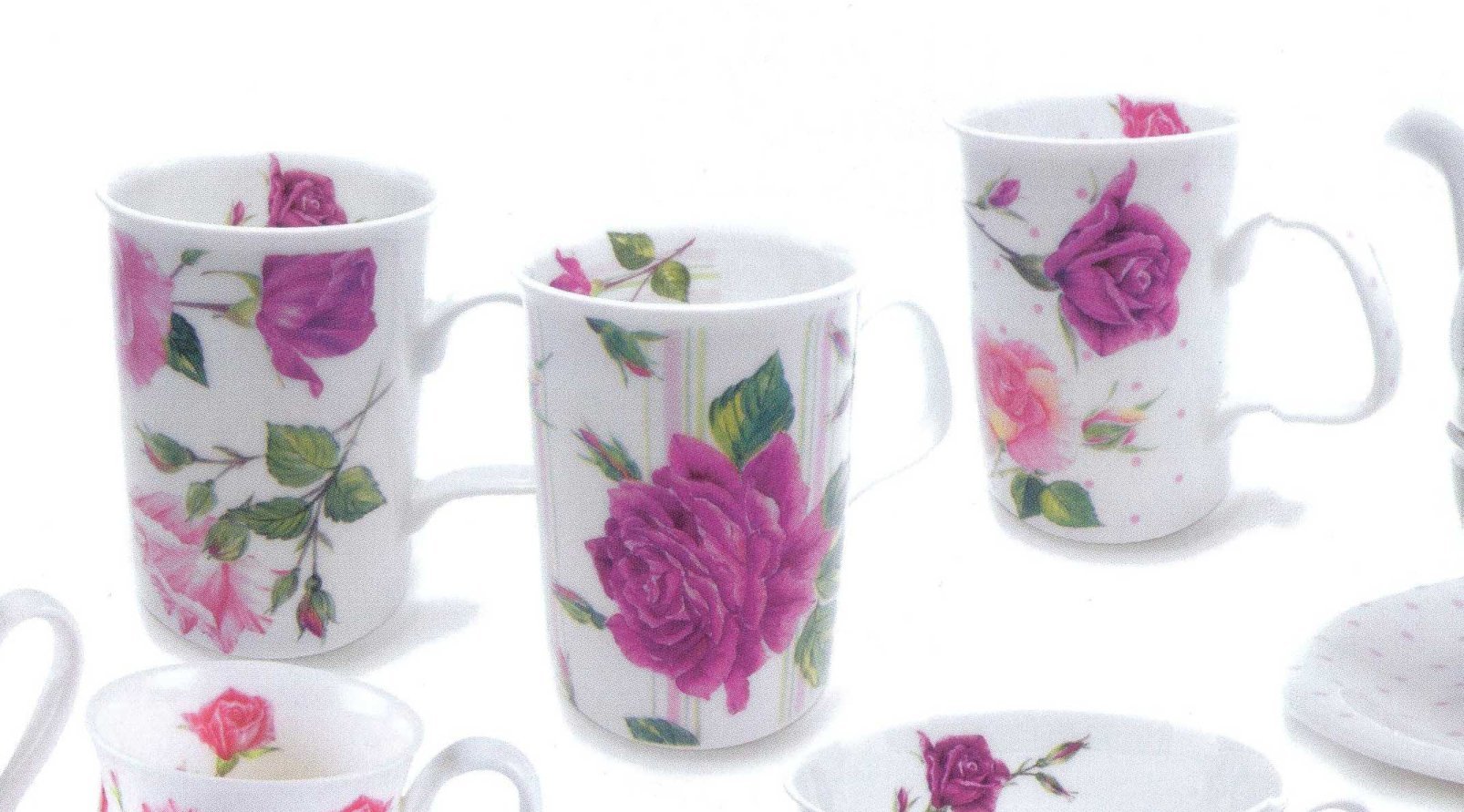 6-Piece Roy Kirkham Lancaster Mug Set - English Bone China Tea Cups - Perfect for Afternoon Tea, Gifts & Home Decor
