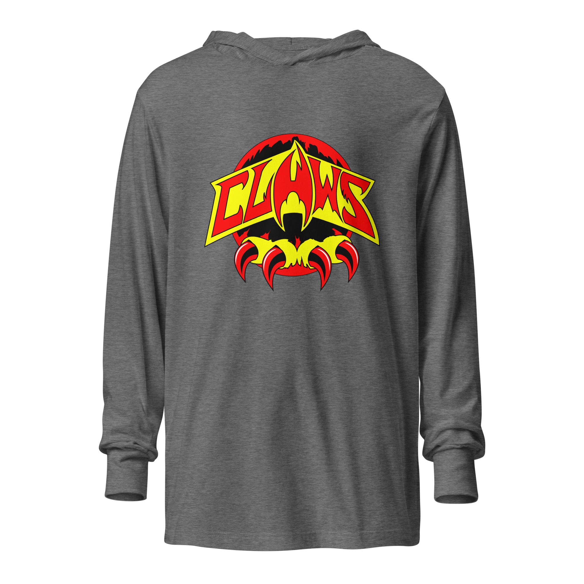 Zoo Jitsu Fighters CLAWS Logo Hooded Long Sleeve Tee - Men's Graphic Pullover Sweatshirt for Martial Arts Fans & Streetwear Fashion | Perfect for Training, Gym, and Casual Wear