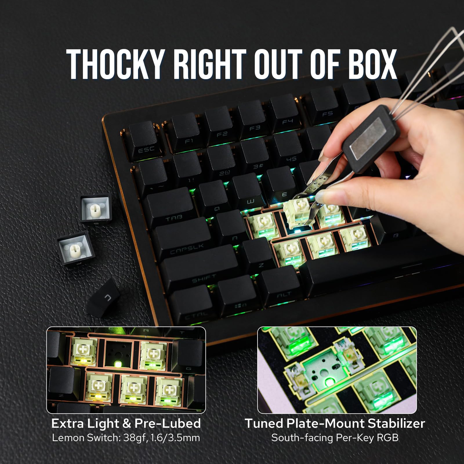 EPOMAKER Tide75 QMK/VIA Programmable Wireless Mechanical Keyboard - 75% Compact Aluminum Body, Bluetooth/2.4Ghz/USB-C Connectivity, FR4 Plate - Creamy Linear Lemon Switches for Windows/Mac (Black) - Perfect for Gaming, Coding & Office Work