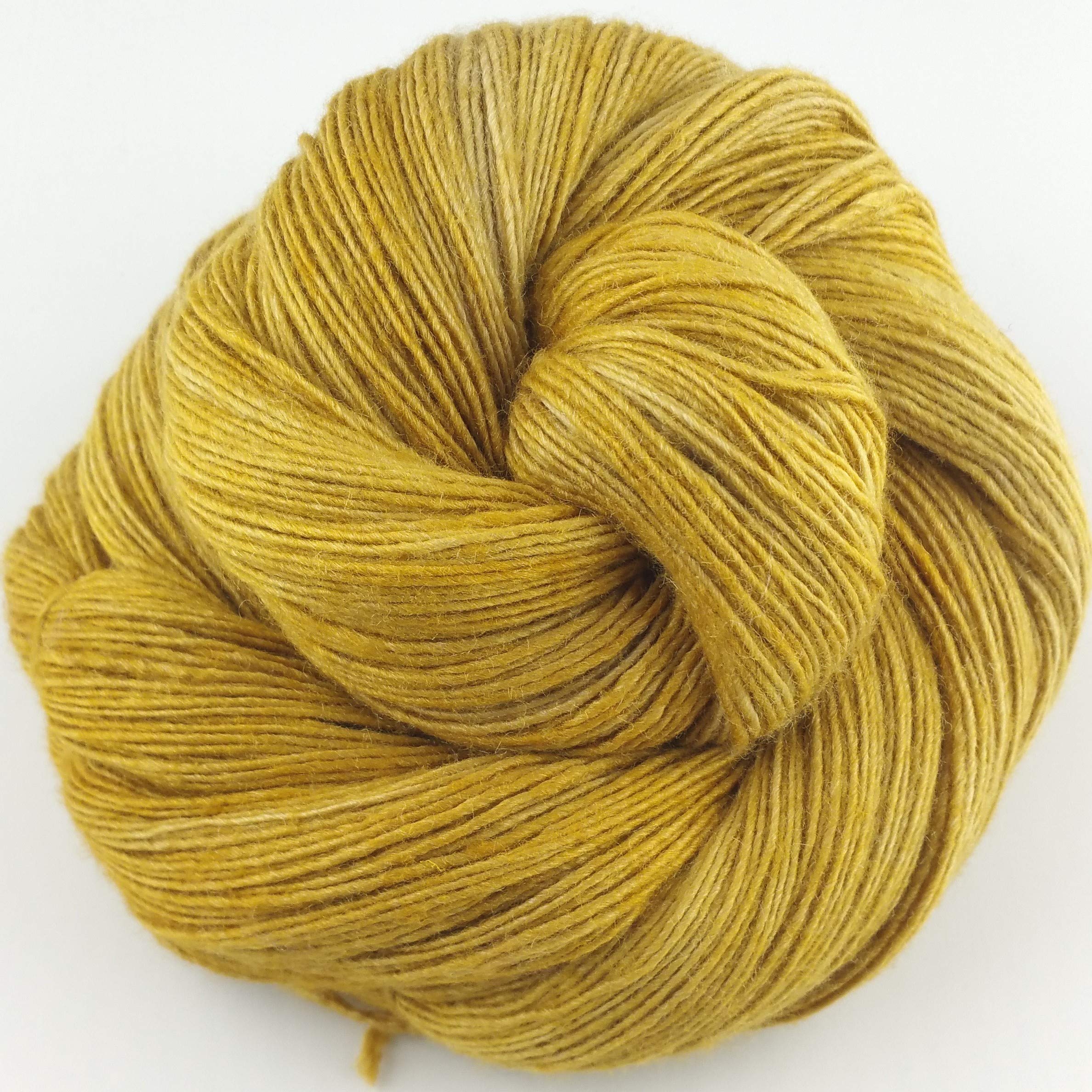 Premium Silk Blend Fino Knitting Yarn - 100g (3.5oz) 419 Brass Button Hand-Dyed Yarn for Scarves, Shawls & Luxury Knitwear Projects