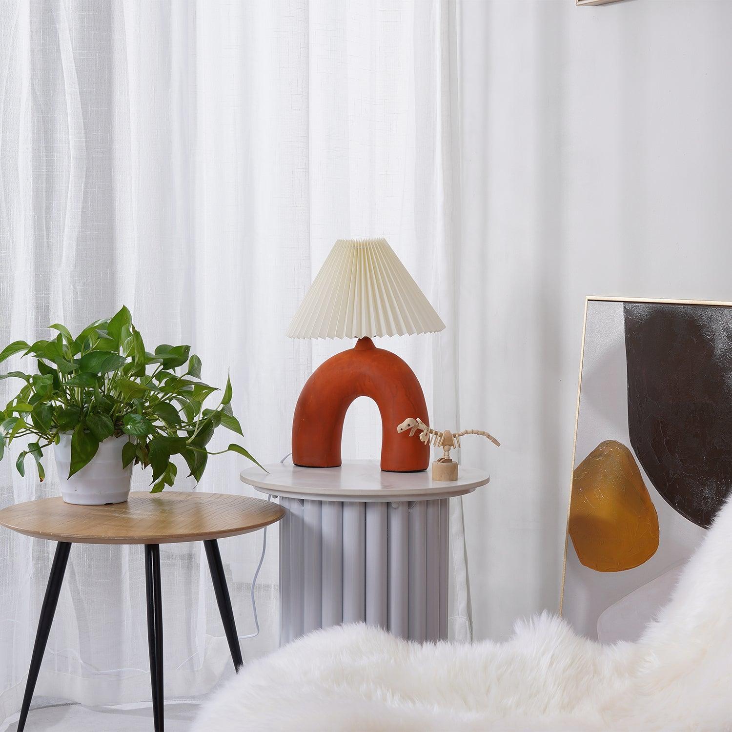 Arched Pleated Table Lamp - Modern Home Decor Lighting for Bedroom, Living Room & Office - Elegant Accent Lamp with Soft Ambient Light