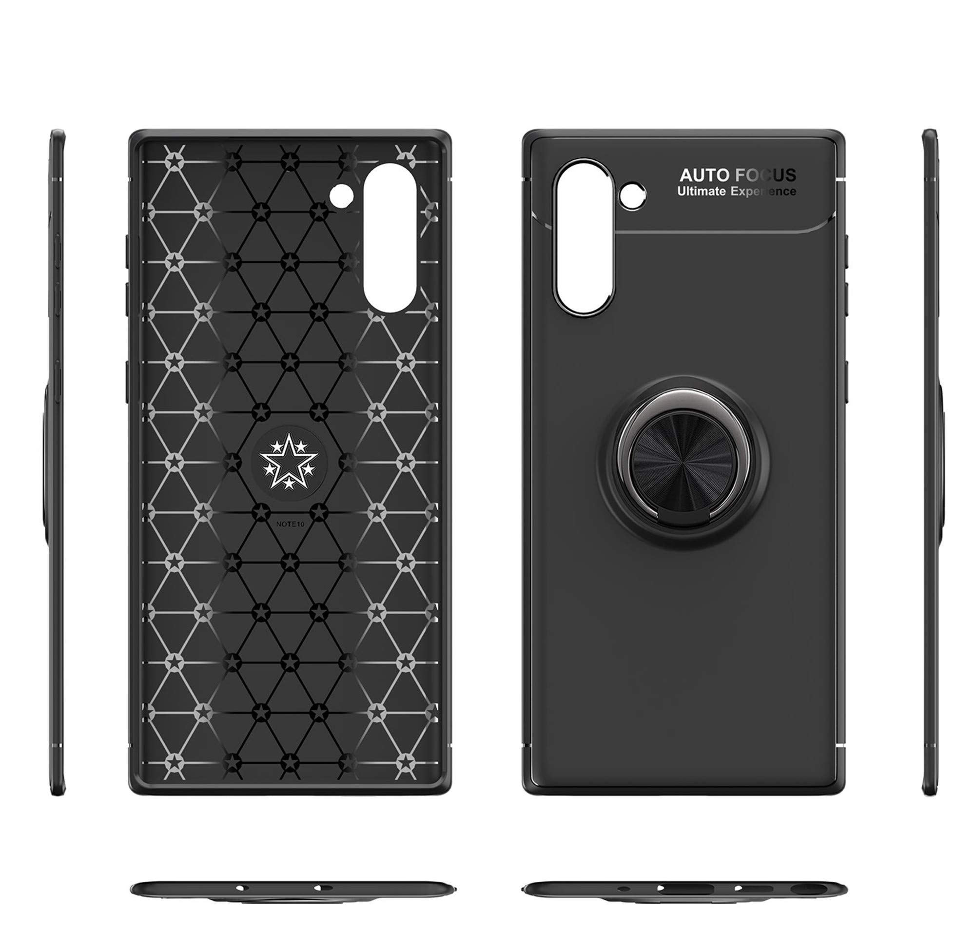 Samsung Galaxy Note 10 Case with Rotatable Metal Ring Kickstand & Holder - Shockproof Anti-Scratch Ultra-Slim Protective Cover (Blue+Black) | Compatible with Magnetic Car Mount | Perfect for Work, Travel & Daily Protection
