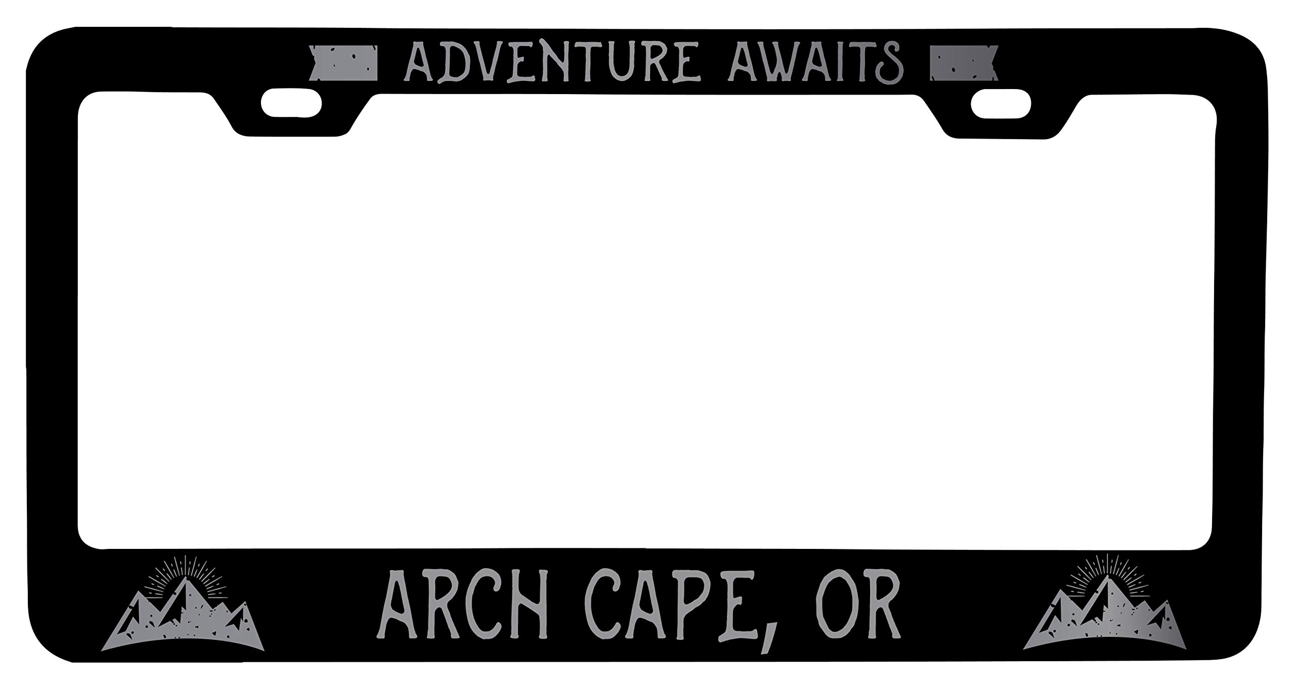 Arch Cape Oregon Laser Etched Vanity Black Metal License Plate Frame - Personalized Car Accessory for US Vehicles - Perfect for Road Trips & Coastal Travel