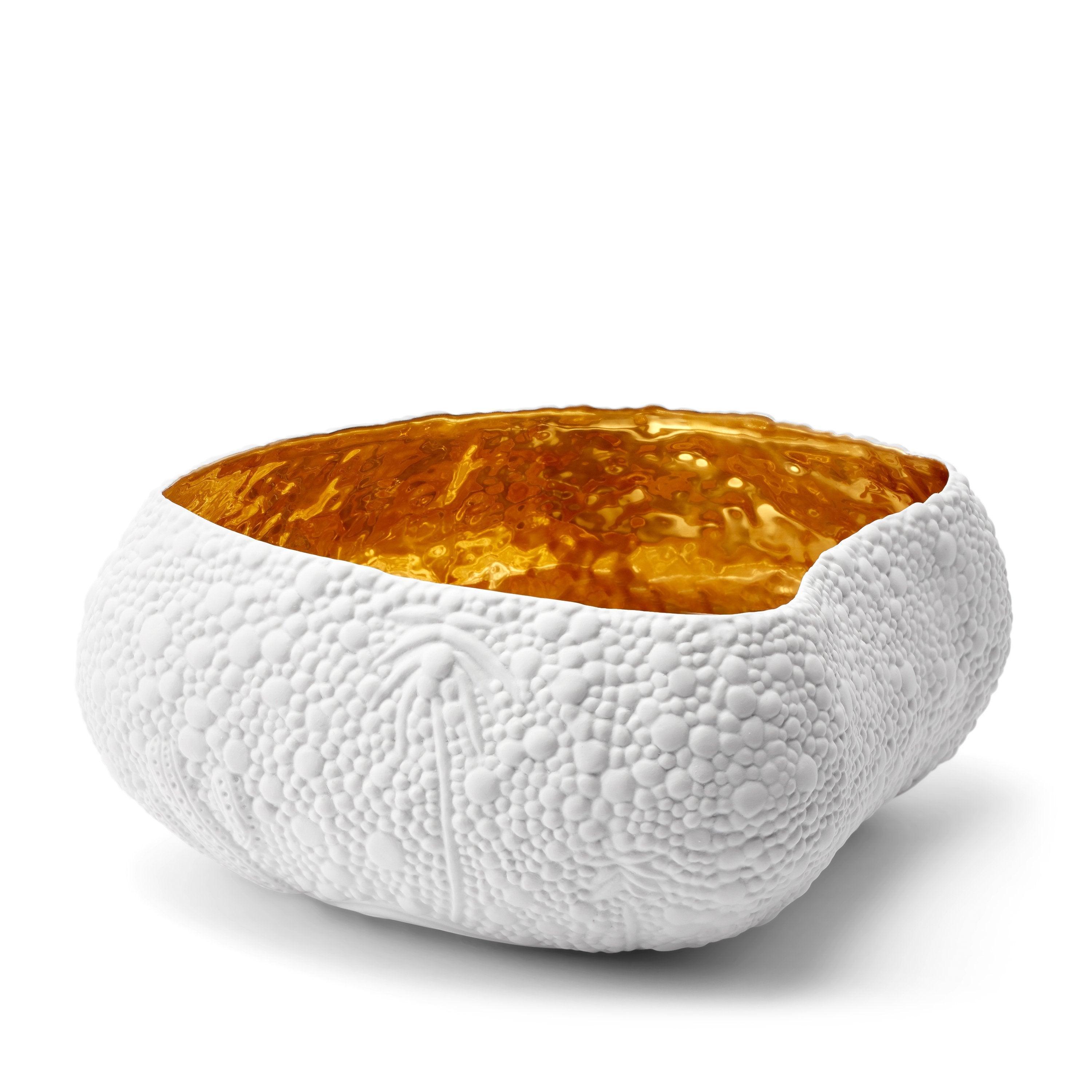 Premium Haas Mojave Desert Bowl - Large White & Gold Ceramic Serving Bowl for Salads, Pasta, and Entertaining