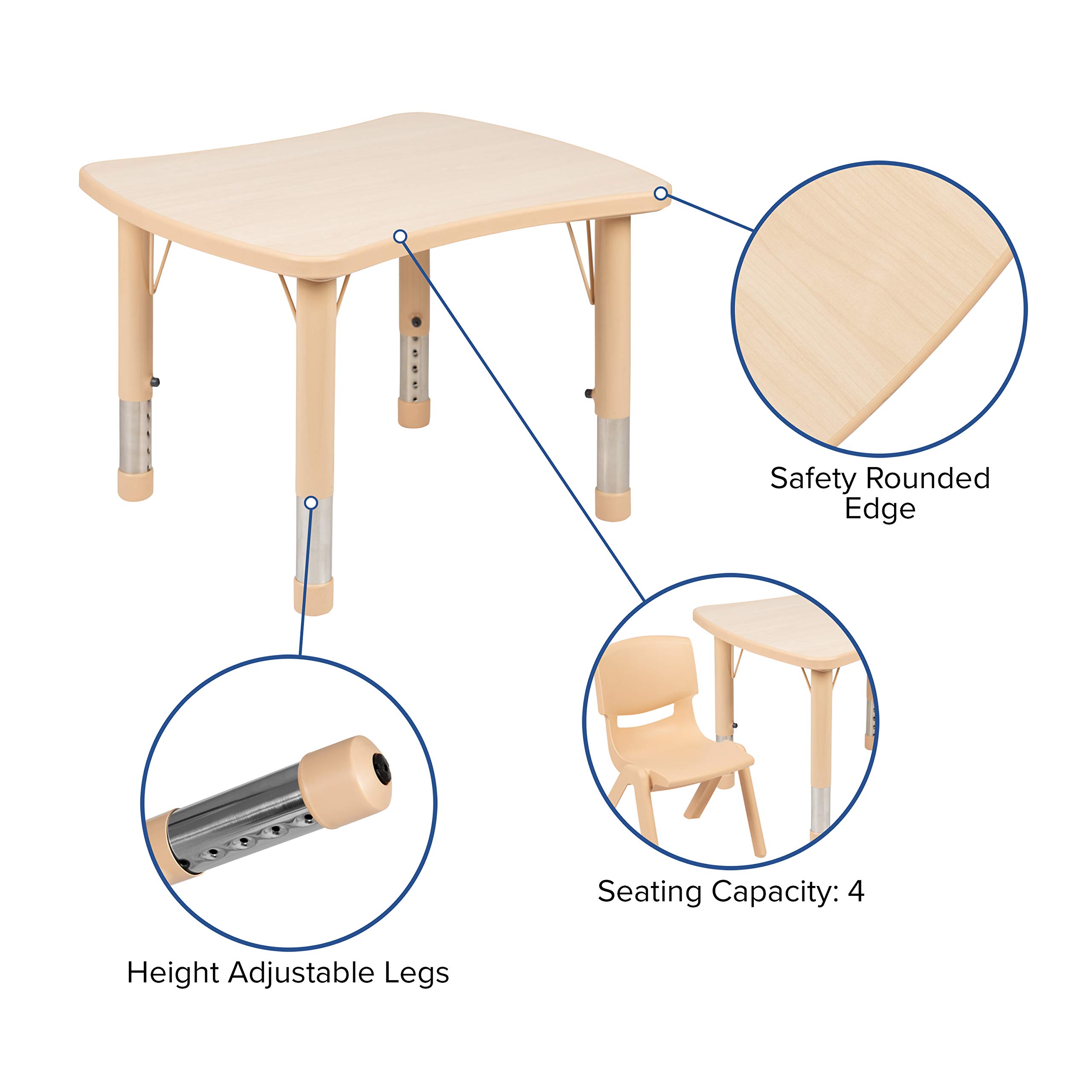 EMMA + OLIVER Kids Plastic Activity Table Set with 2 Chairs - 21.875