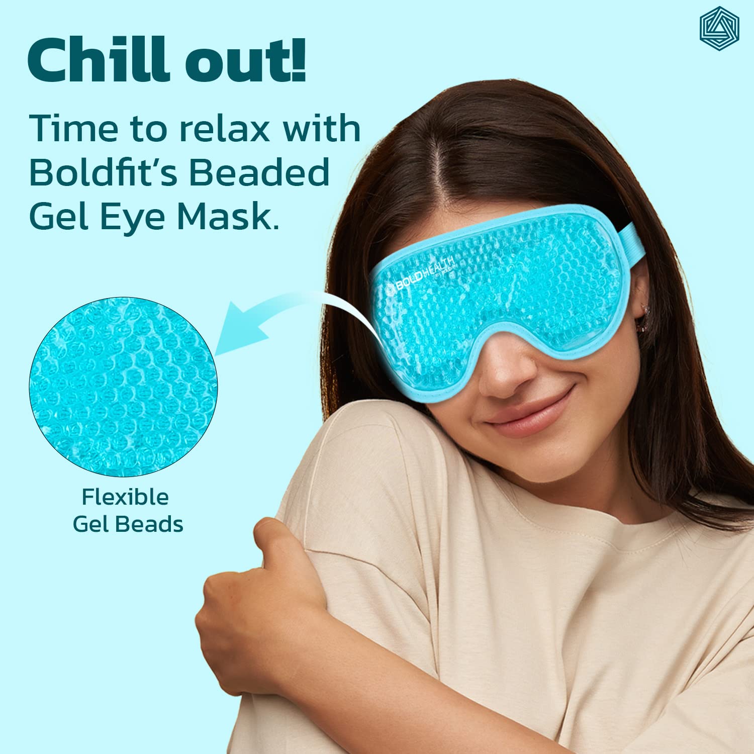 Boldhealth Cooling Gel Eye Mask with Beads for Dark Circles & Puffy Eyes - Reusable Polyester Eye Patches for Dry Eyes, Redness Relief & Relaxation - Stretchable Sleeping Mask for Women & Men (Blue) - Perfect for Travel, Work Breaks & Nighttime Skincare Routine