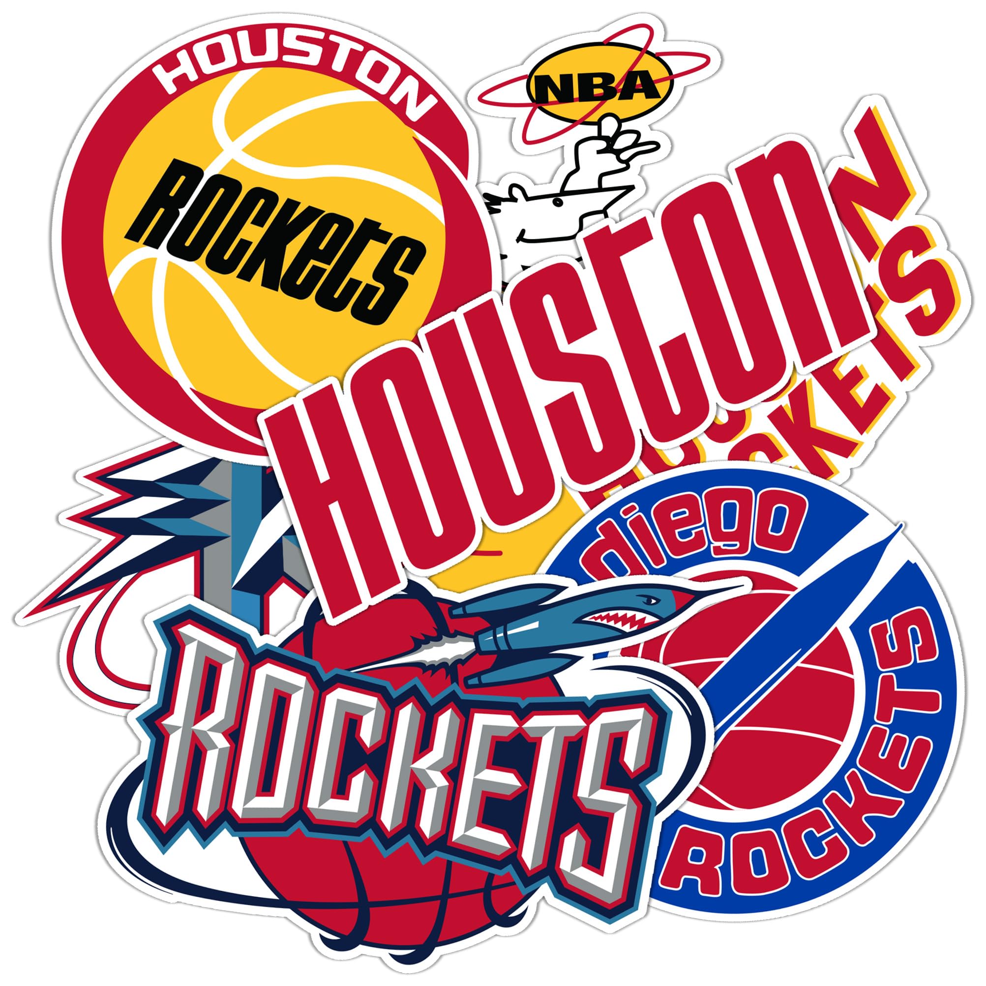 Official NBA Houston Rockets Desert Cactus Vinyl Decal Stickers - Waterproof Laptop, Car, Water Bottle & Scrapbook Decor - Vintage T2-B Design for Sports Fans & Home Office Use