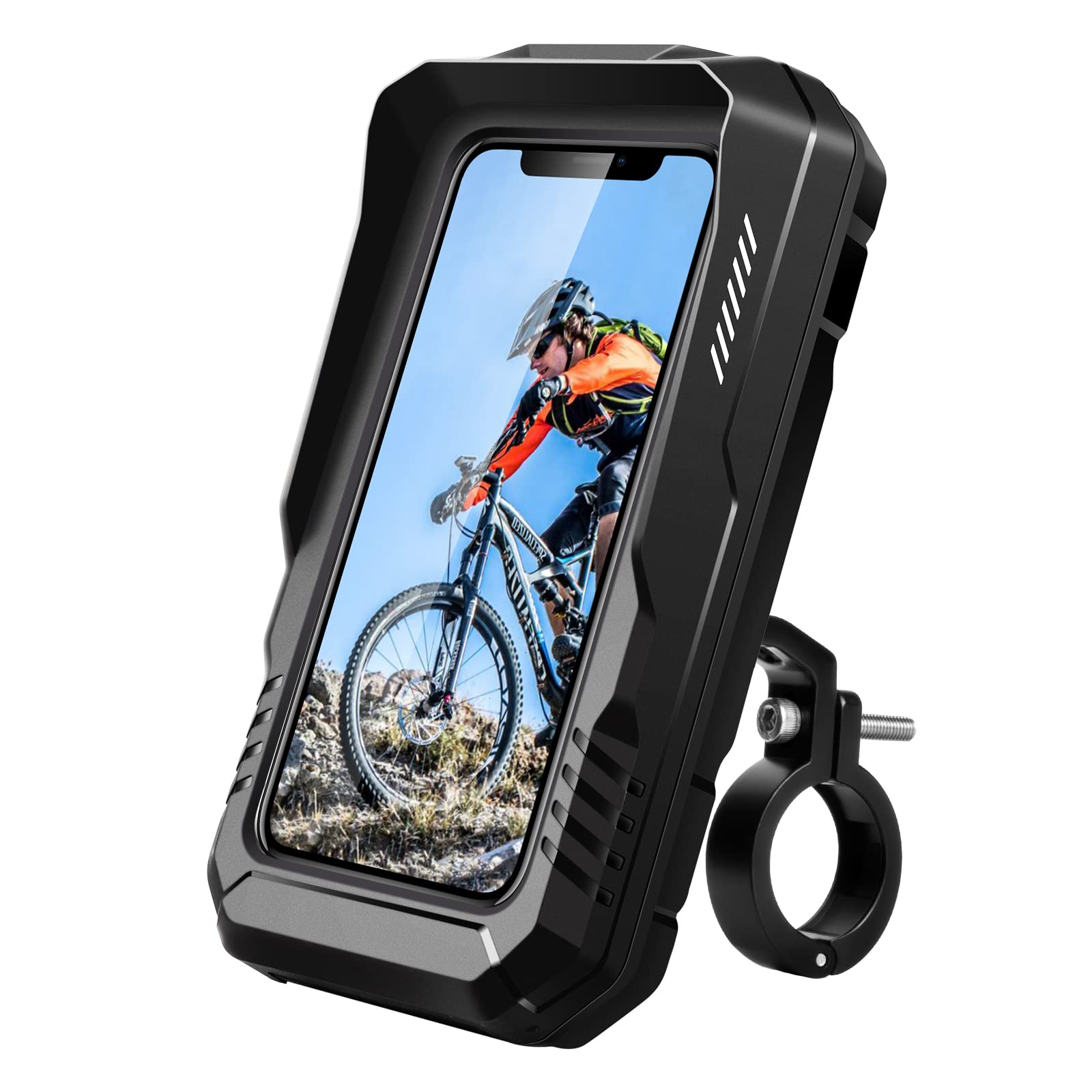 Waterproof Bike Phone Mount Holder - 360° Rotation Motorcycle Phone Mount with Touch-Screen & Face ID - Universal Smartphone Holder for Bicycle, Motorcycle, Scooter (Fits 4.0-6.7