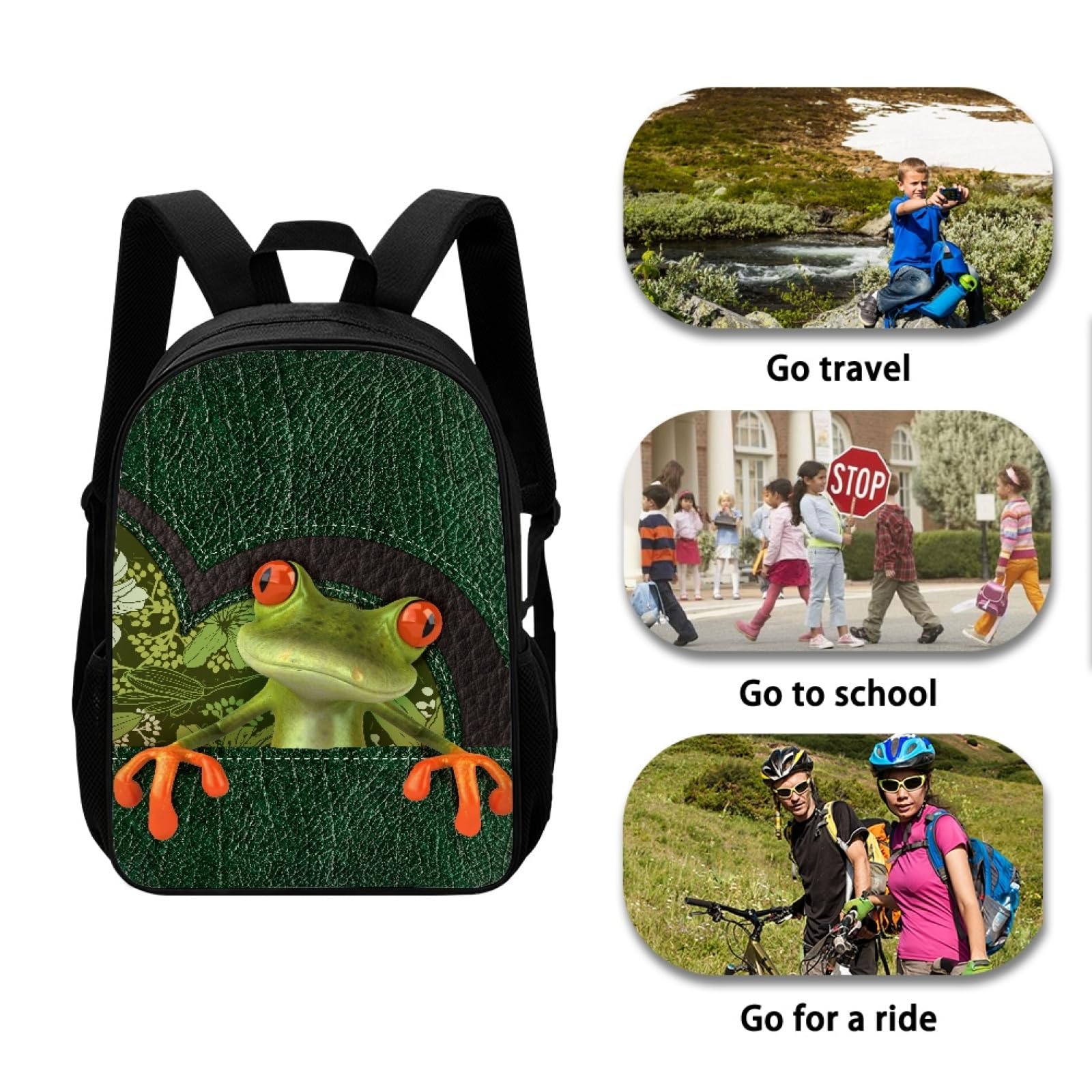 Funny Frog Print Backpack for Kids - Lightweight Elementary School Bookbag with Adjustable Straps | Perfect for School Supplies, Day Trips & Outdoor Adventures