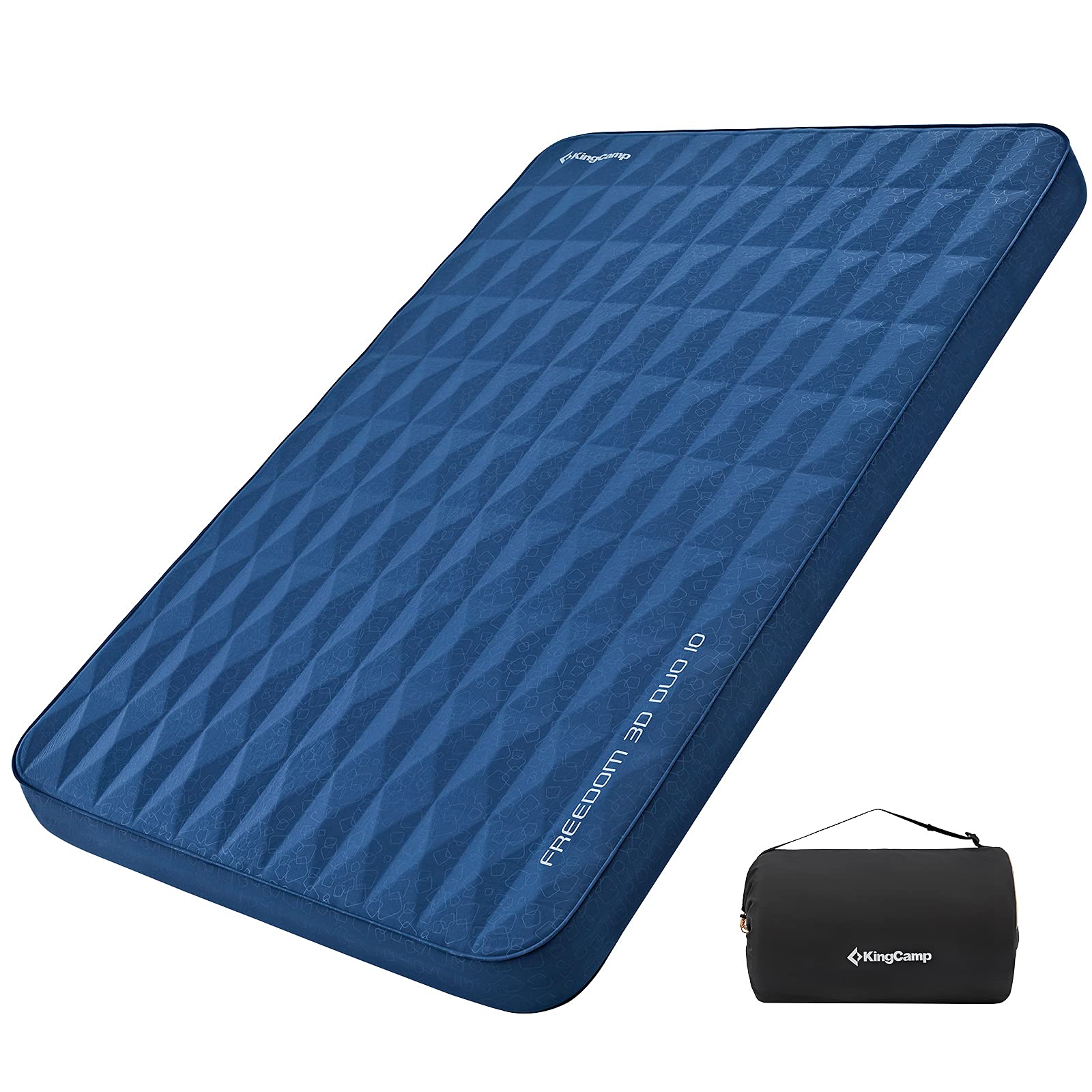 KingCamp 2 Person Self Inflating Sleeping Pad - 4 Inch Thick Double Camping Mattress for Tent, Car, Picnic | 4 Season Outdoor Use for Backpacking, Hiking, RV Trips & Family Camping Adventures
