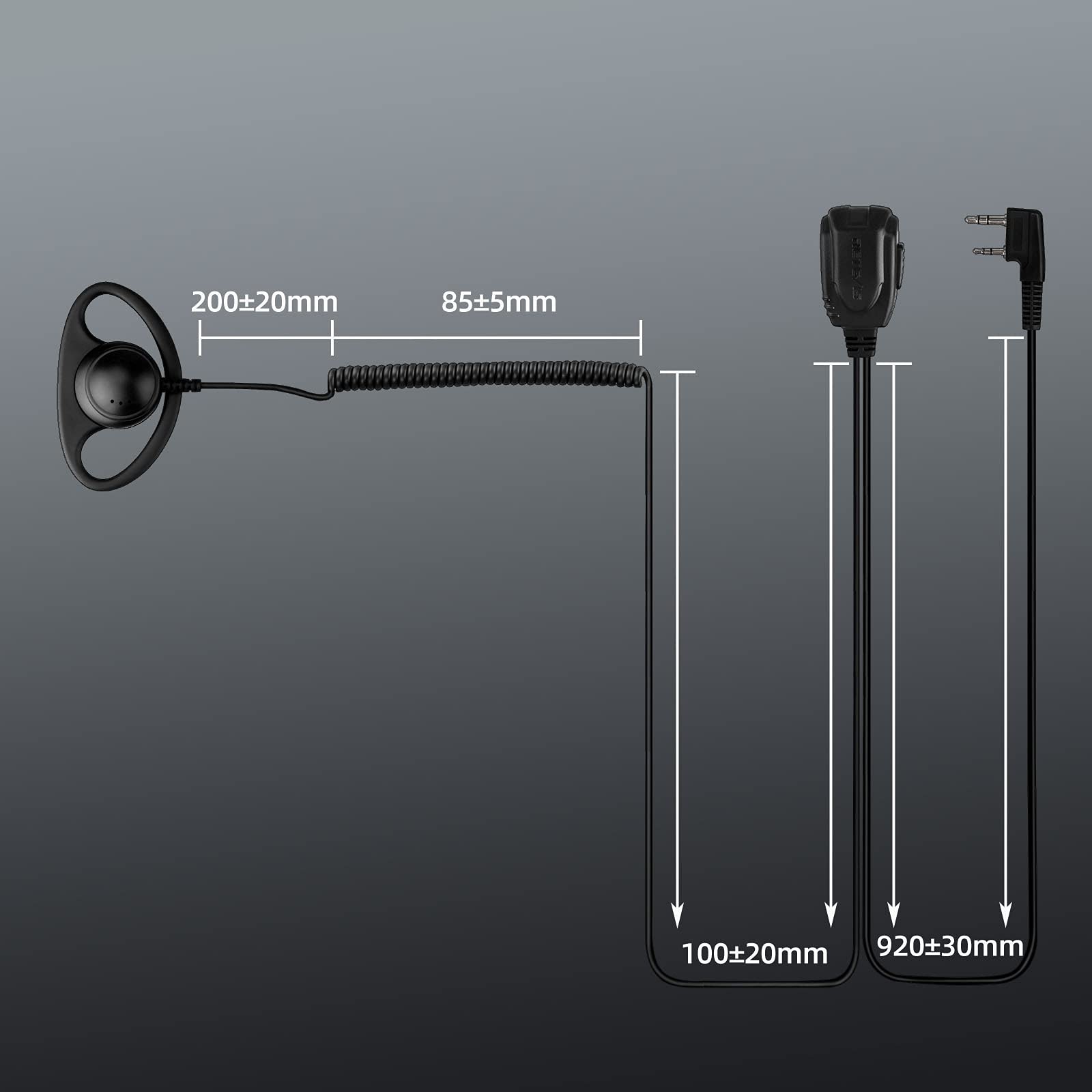 Retevis 2-Pin Walkie Talkie Earpiece with Microphone & Coil Tube - 10 Pack | Compatible with RT22 RT68 RT21 H-777 RT27 RT86 RT85 Baofeng UV-5R Arcshell Kenwood Pxton Samcom Two Way Radios | Ideal for Security, Construction, Event Staff & Outdoor Activities