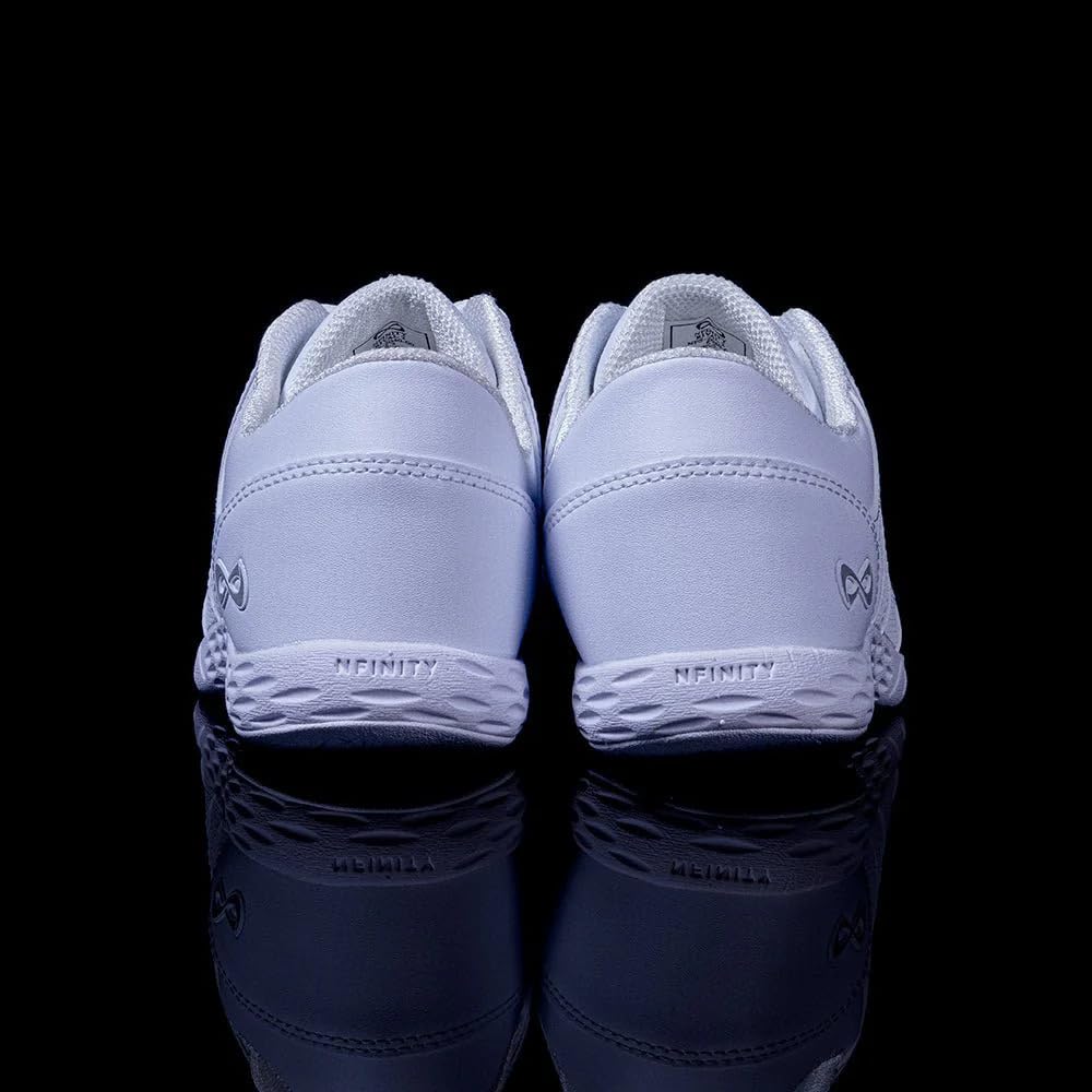 Nfinity Cheer Shoes - Women's Rival 2 White Synthetic Leather Cheerleading Sneakers - Lightweight Athletic Shoes with Ultimate Grip for Competition & Practice - Perfect for Cheerleading, Gymnastics & Dance Training