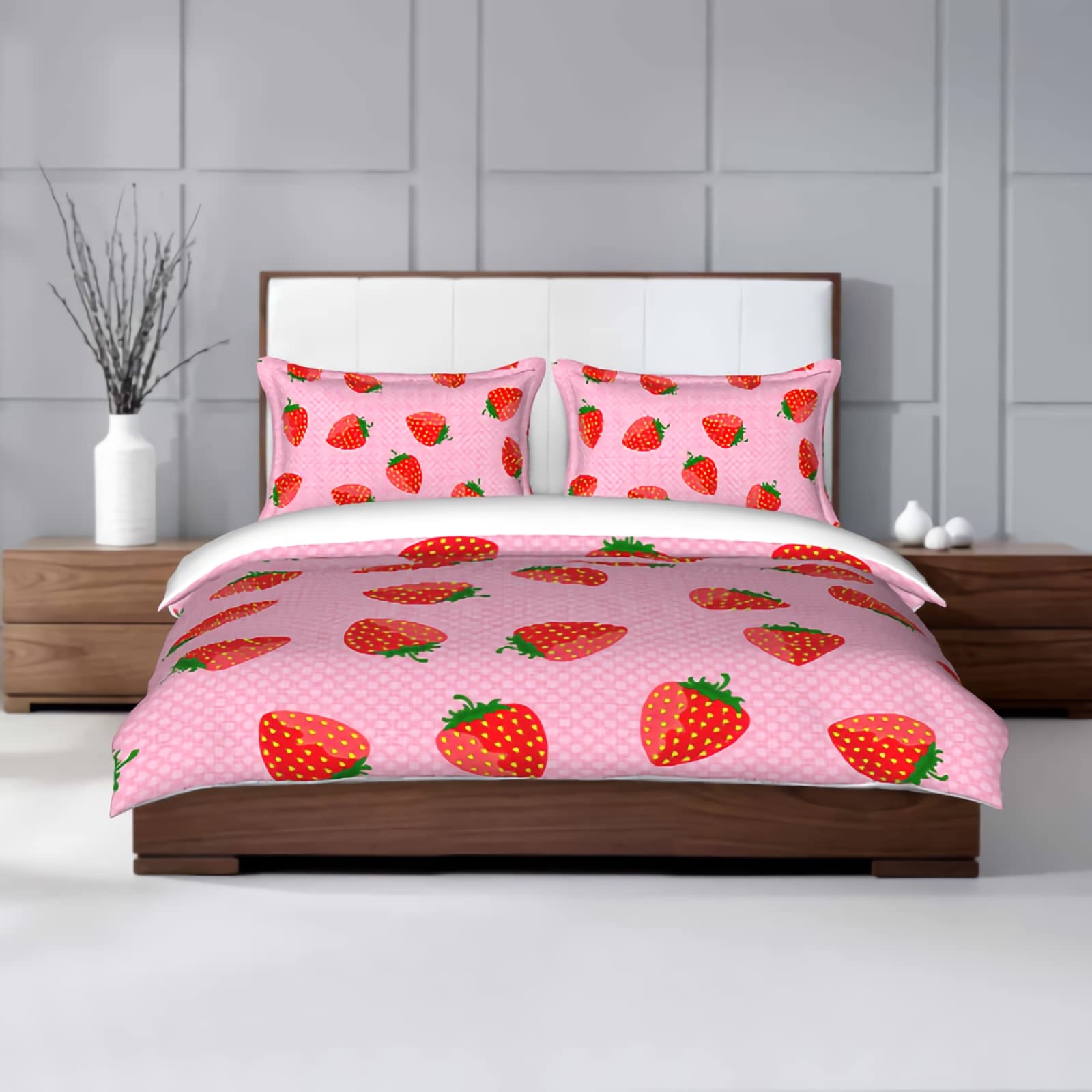 GREDBH Pink Plaid 3D Quilted Bedding Set - Microfiber 3-Piece Comforter Cover with 2 Pillowcases for Double/King Size Bed | Soft & Cozy Bedroom Decor for Girls, Teens & Adults | Perfect for Winter, Guest Rooms & Dorm Essentials