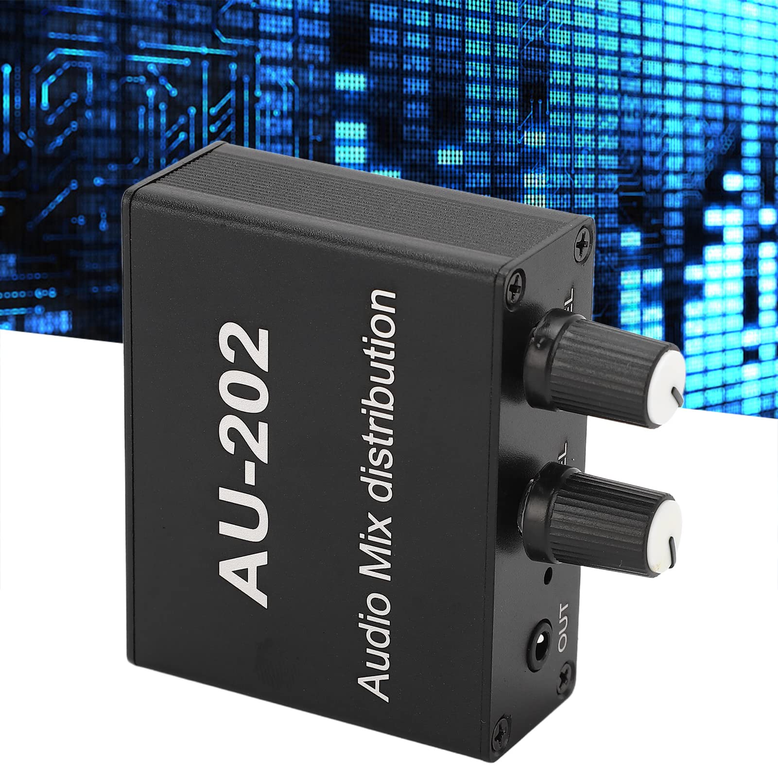 Deosdum 2-in 2-out Stereo Audio Mixer - 3.5mm Jack Plug & Play Aluminum Alloy Mixer Amplifier - Perfect for Podcasting, Live Streaming & Home Studio Recording