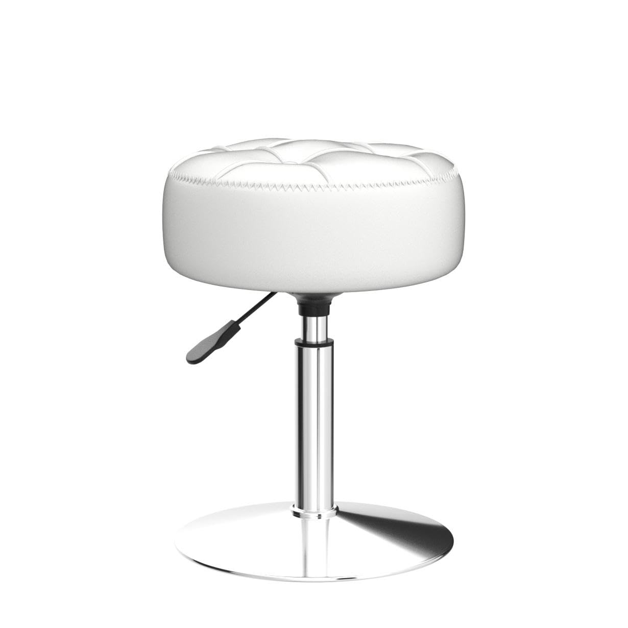 LUE BONA Adjustable Vanity Stool with 360° Swivel - White Faux Leather Makeup Chair for Bathroom, Bedroom & Living Room - Perfect for Dressing Table, Cosmetics Station and Home Decor