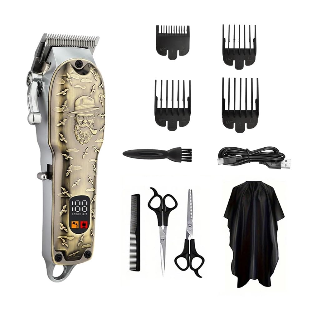 Professional Men's Electric Cordless Hair Clipper - USB Rechargeable Hair Trimmer for Home Use, Perfect Gift for Men (Smoking Pipe Design) | DIY Haircut, Beard Trimming & Grooming at Home or Travel
