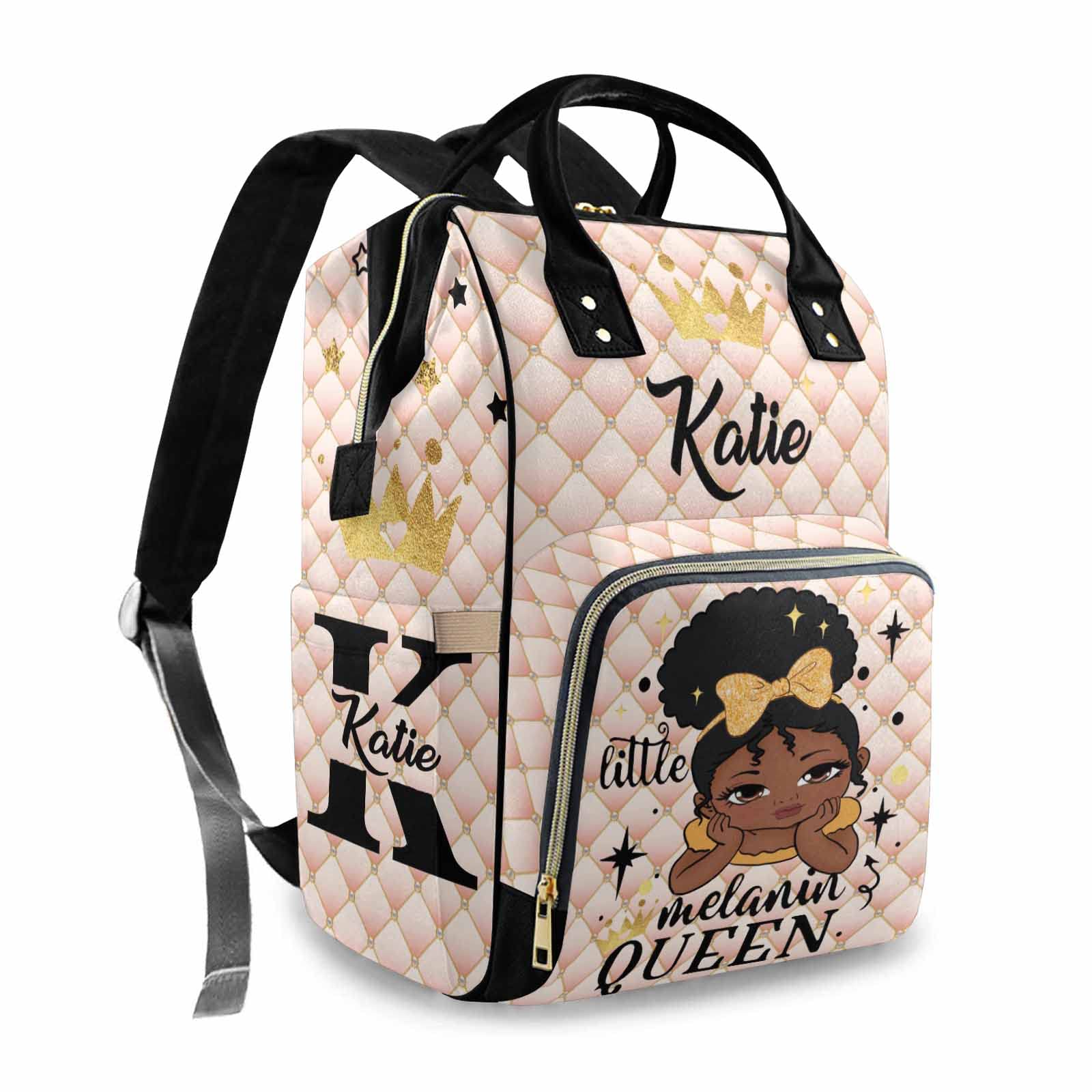 Personalized Baby Diaper Backpack for Boys & Girls - Custom Name Crown Little Queen Pink Large Waterproof Nappy Organizer - Perfect for Baby Showers, Travel, Nursing & Mom Gifts (Great for Daycare, Outings & Family Trips)