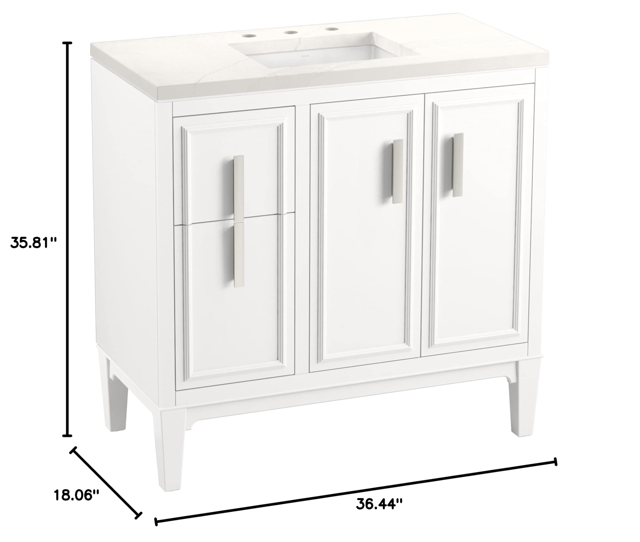 KOHLER Southerk 36-inch Bathroom Vanity Set with Sink & Mirror - Modern Double Sink Vanity for Master Bathroom or Guest Bath Remodel