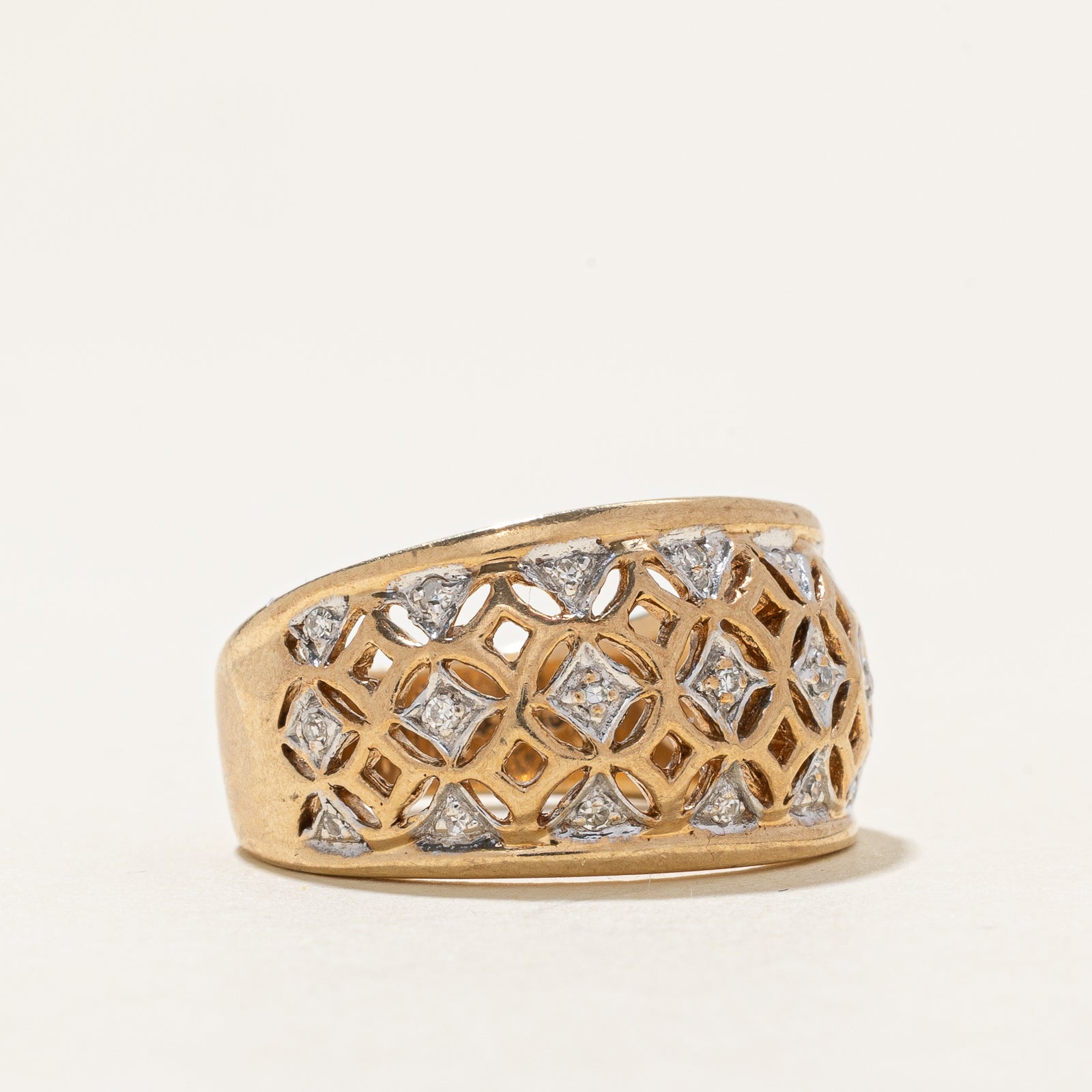 0.11ctw Diamond Openwork Dome Ring for Women - Size 7.25 | Elegant Wedding, Engagement, Anniversary Gift | Perfect for Bridal, Party & Special Occasions