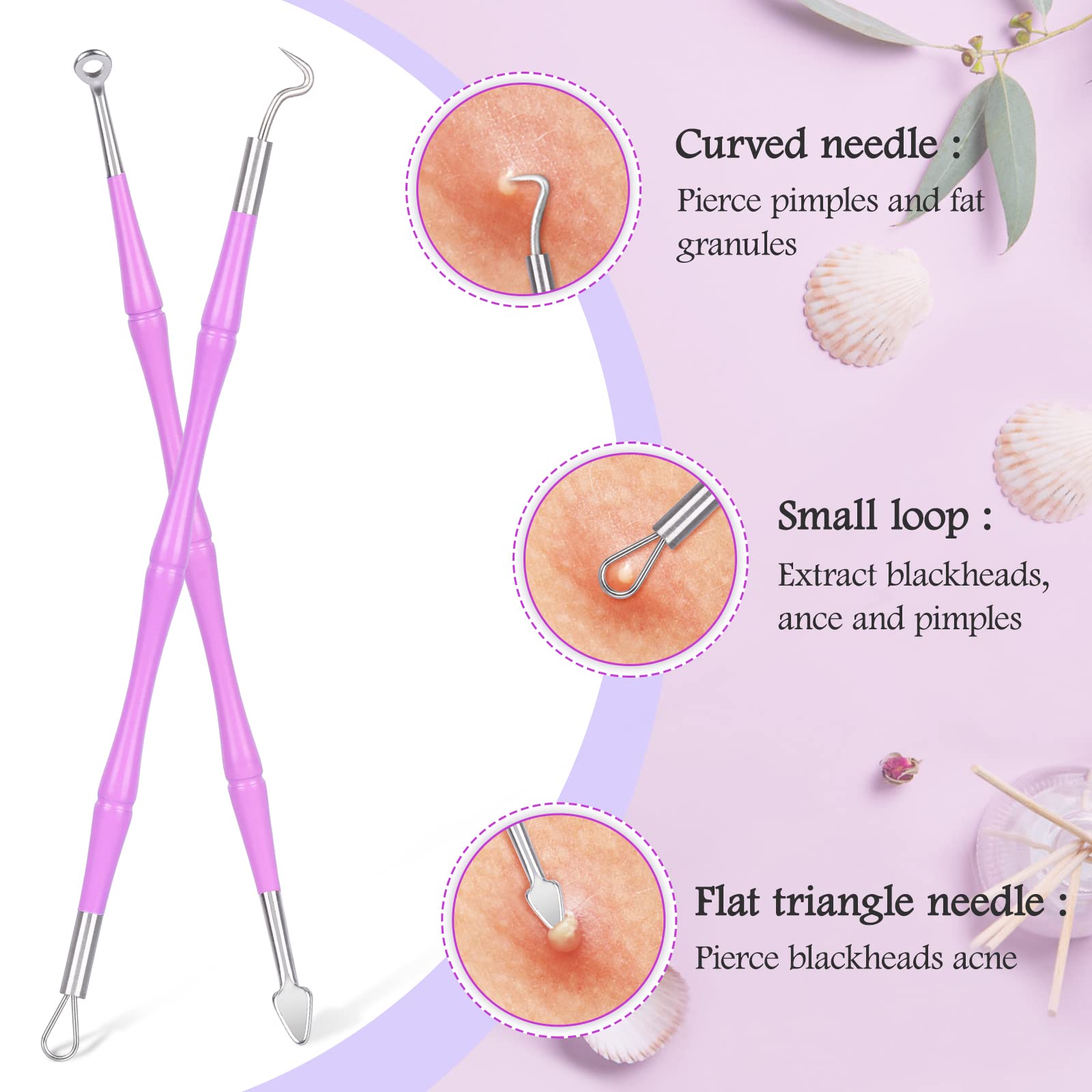 **Professional Stainless Steel Pimple Popper Tool Kit - MORGLES 14-Piece Acne Zit Extractor Set with Leather Case for Facial & Nose Blackhead Removal - Perfect for Home Skincare & Spa Treatments**