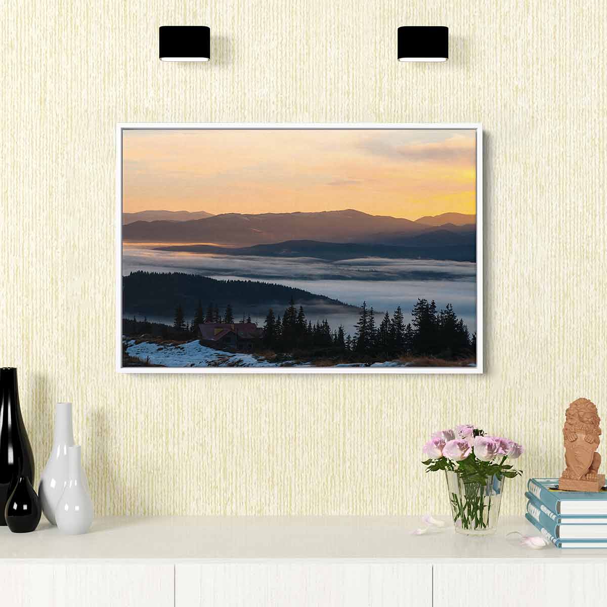 Black Mountain Range Landscape Wall Art Canvas Print - Stunning Nature Scenery for Home & Office Decor (56x30 Inches) - Perfect for Living Room, Bedroom or Office Wall Decor