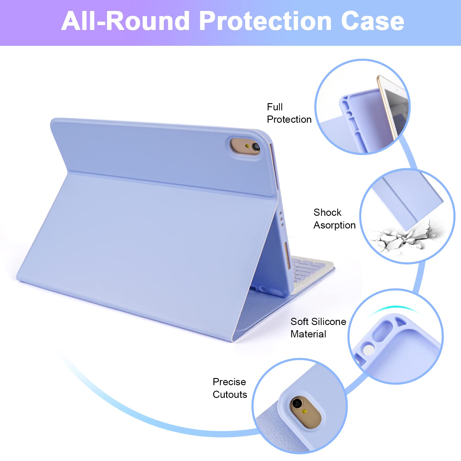 LAMA Wireless Keyboard Case with Bluetooth Mouse for iPad 10.2