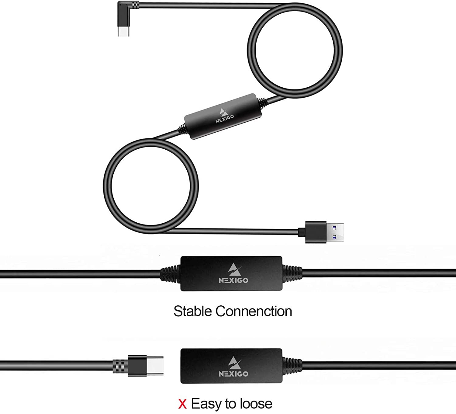 NexiGo 16FT Oculus Quest Link Cable - High-Speed USB 3.0 VR Gaming Cable for Oculus Quest 2/1, Rift S - Perfect for PC VR Gaming & Virtual Reality Experiences